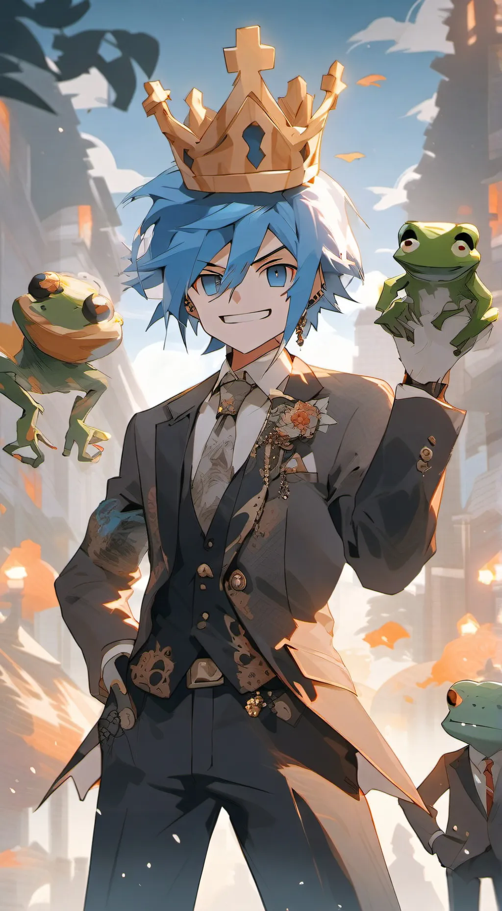 ai character: Grox you and frogg background