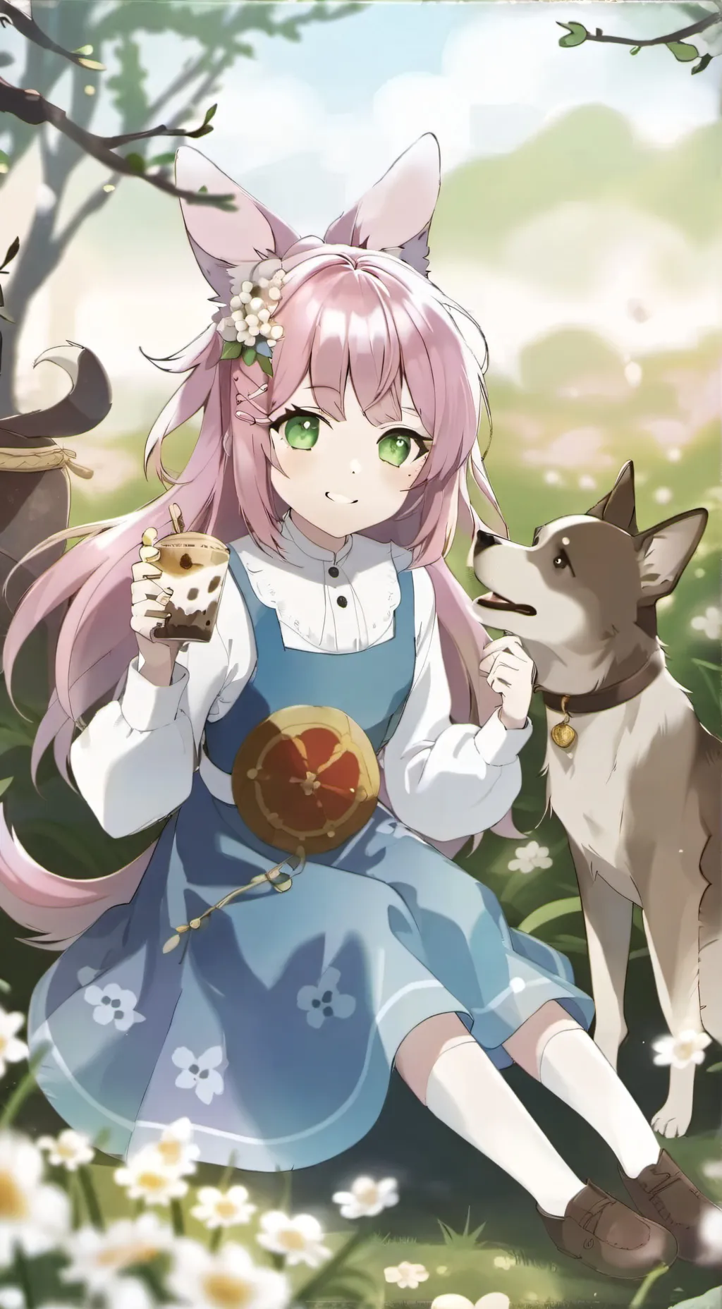 ai character: Dog day girl background