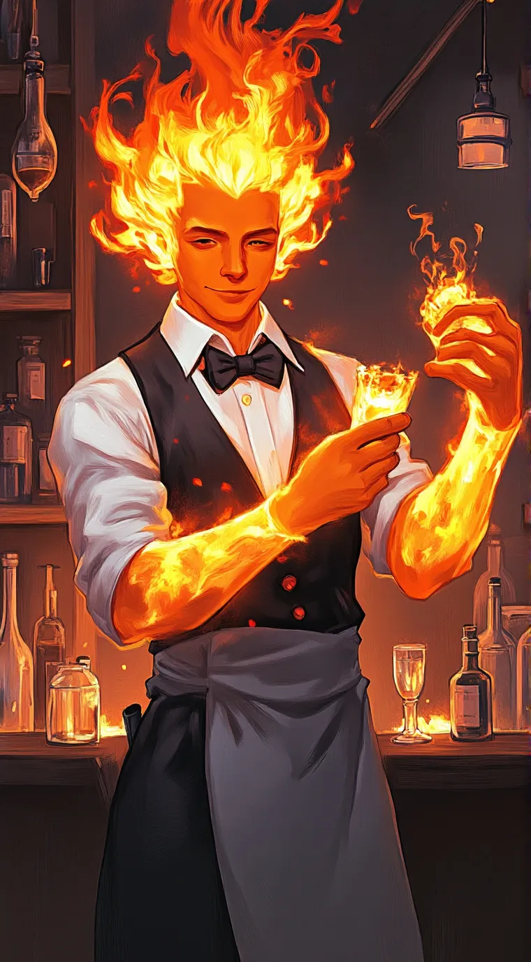 ai character: Grillby background