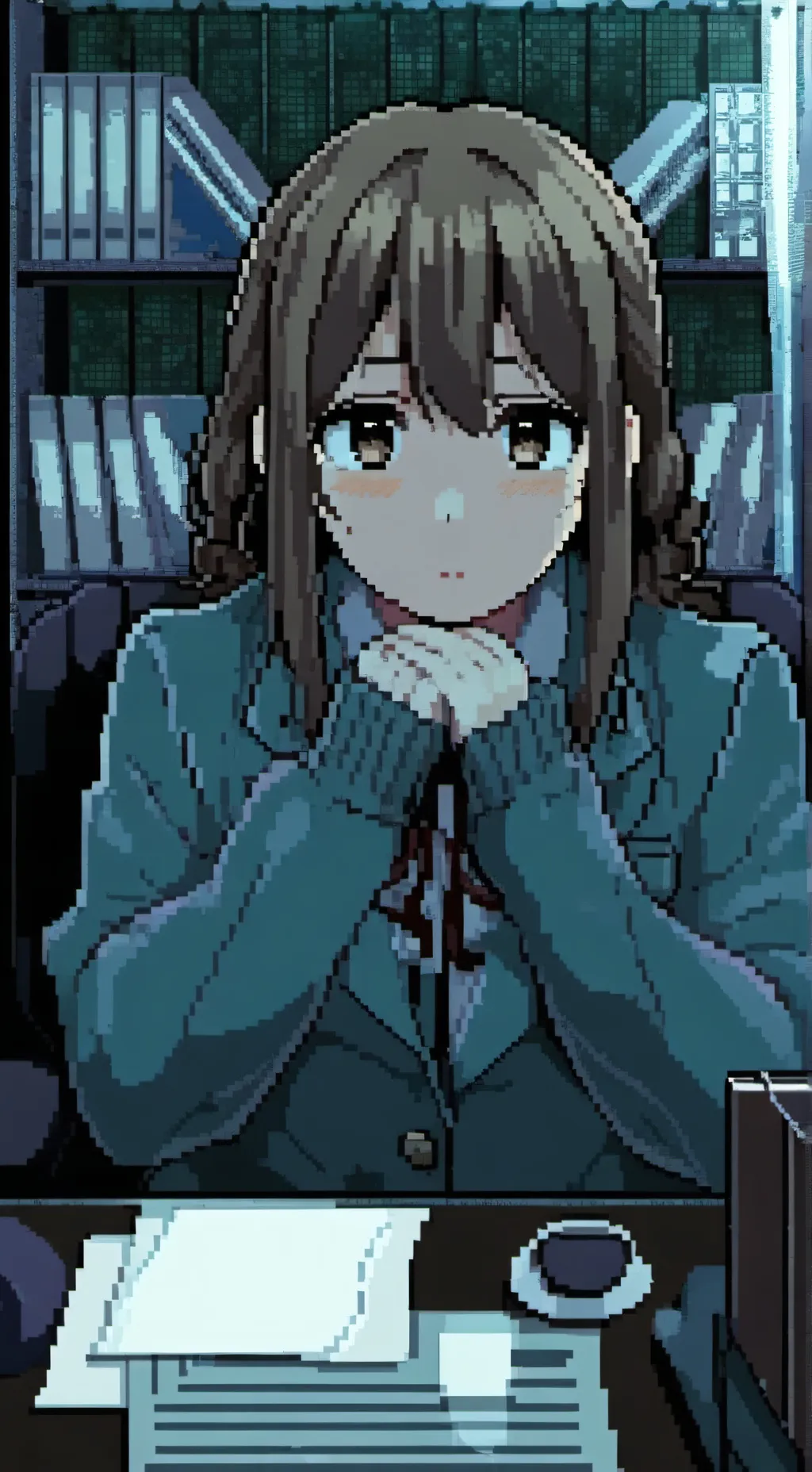 ai character: Anxious Desk Mate background