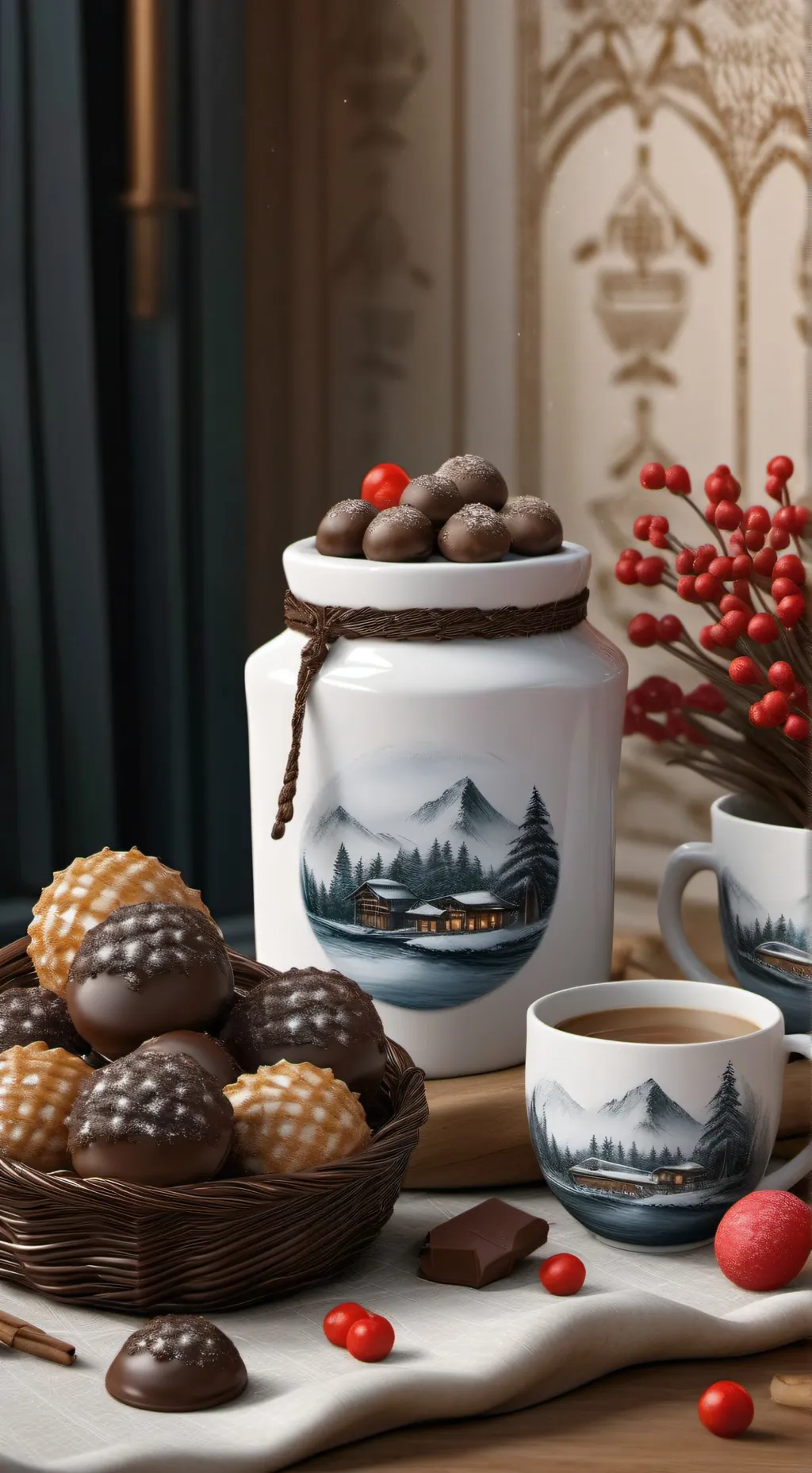 ai character: Xmasbonbonbasket background