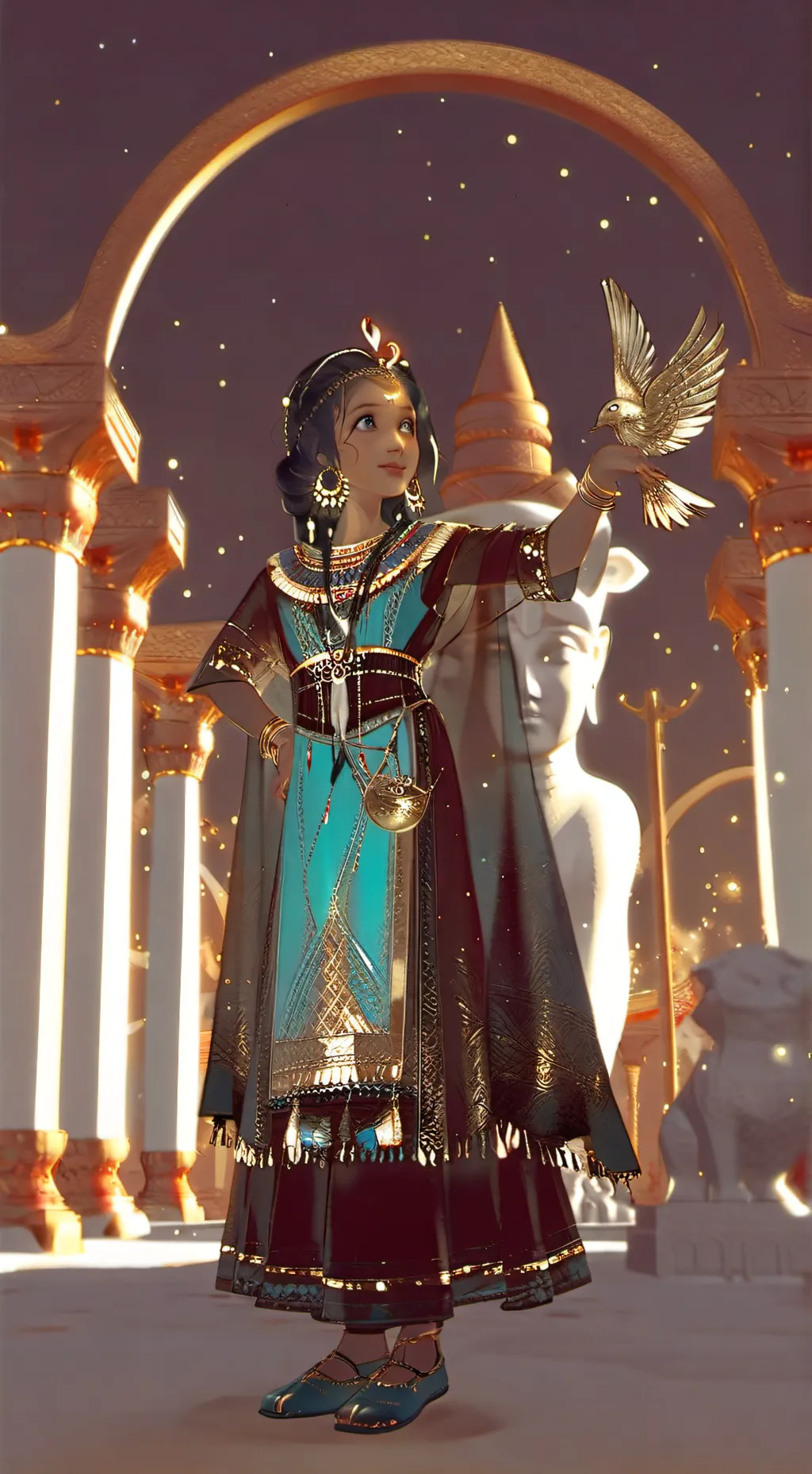 ai character: Egyptian girl background