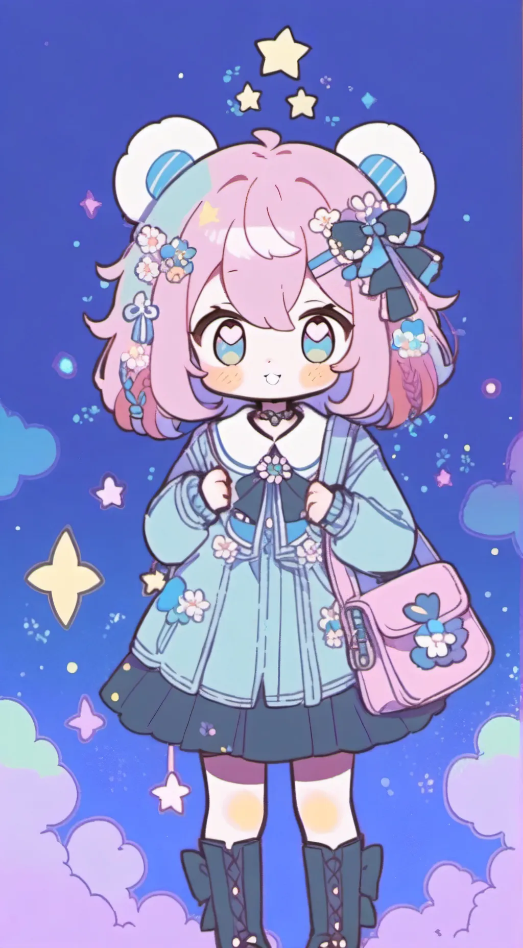 ai character: Cute girl   background