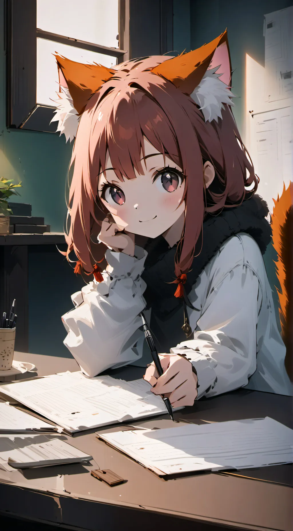 ai character: Rusty the Cat Spirit background