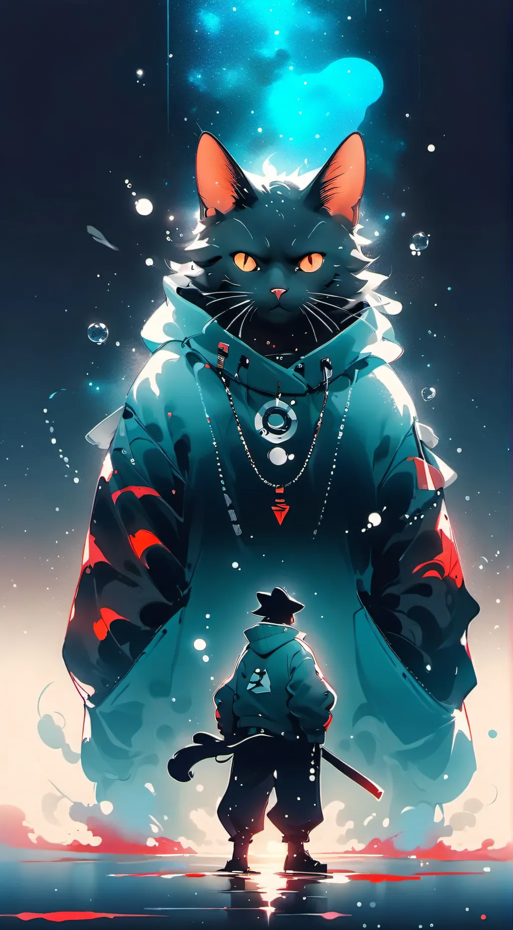 ai character: Kust cat  background