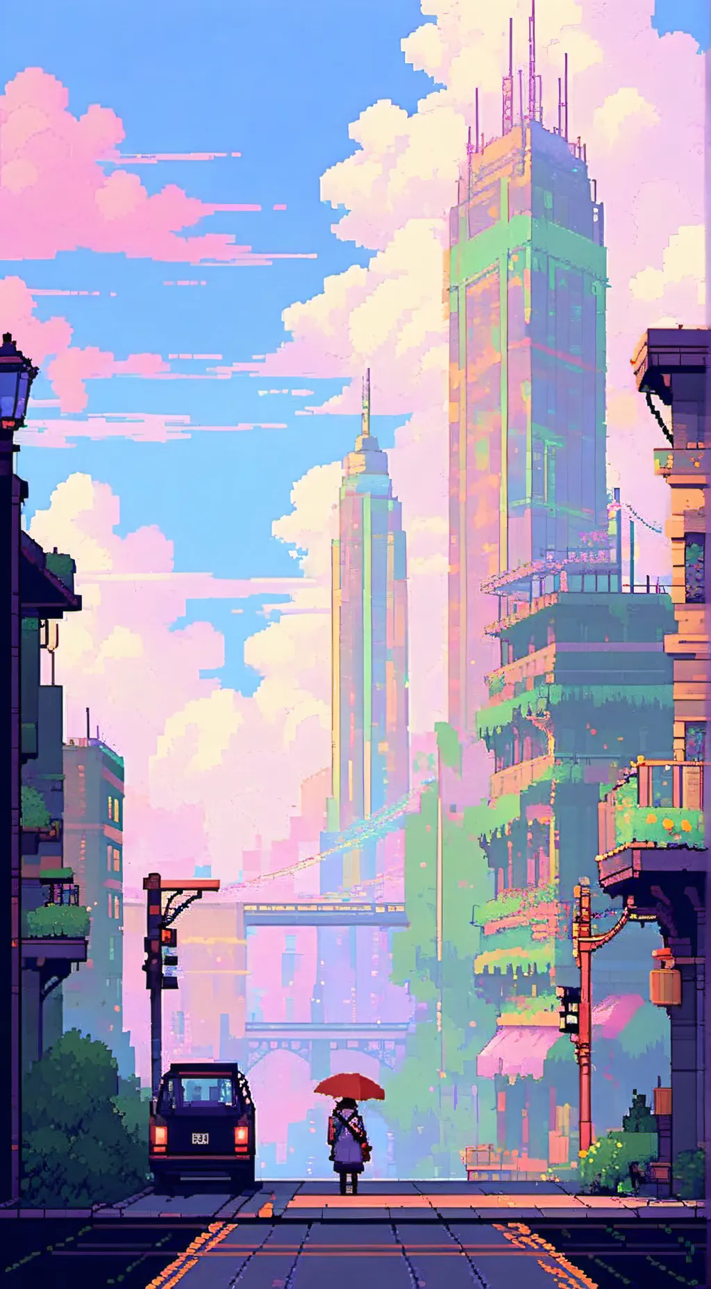 ai character: Sakura Town  background