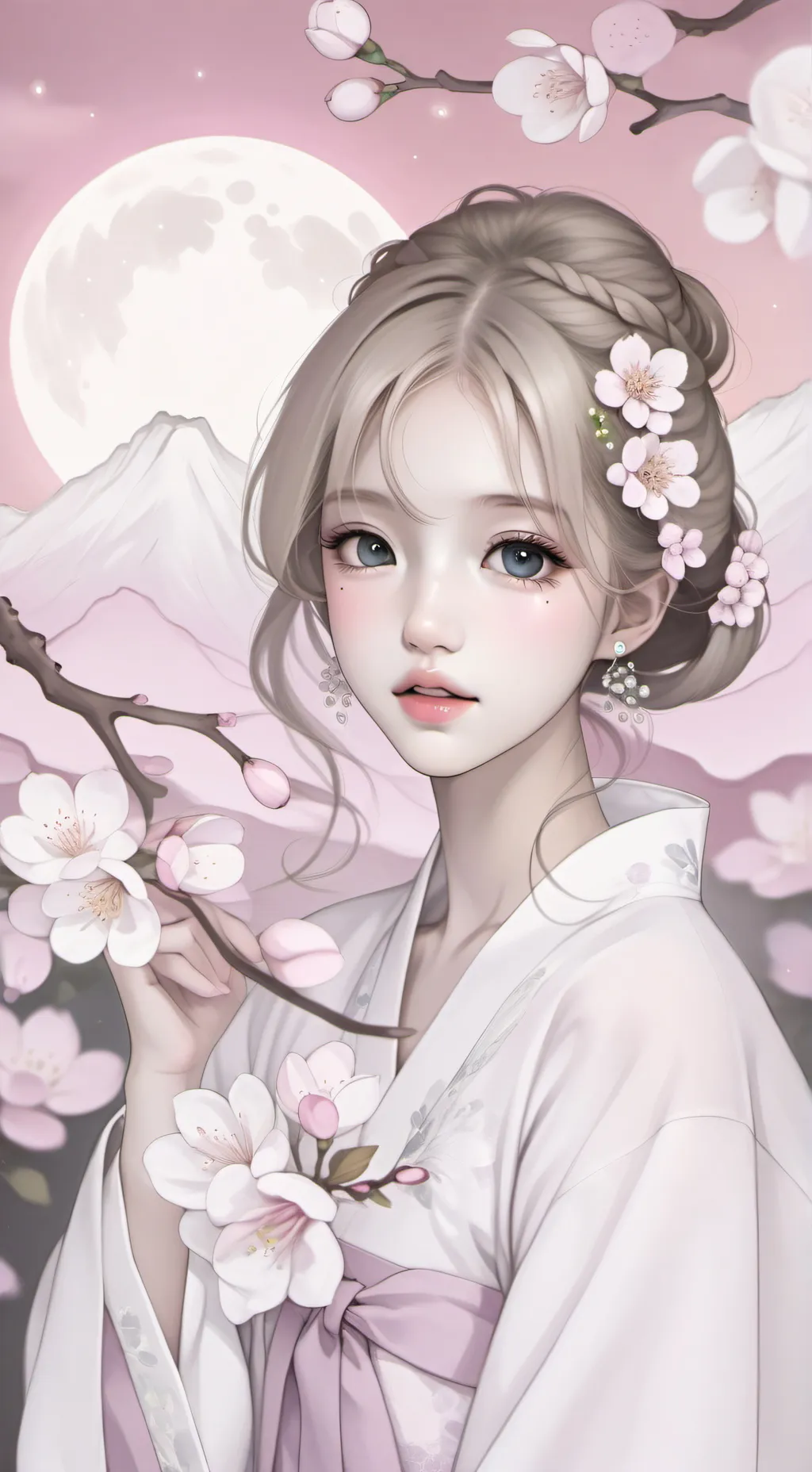 ai character: Daughter of flower background