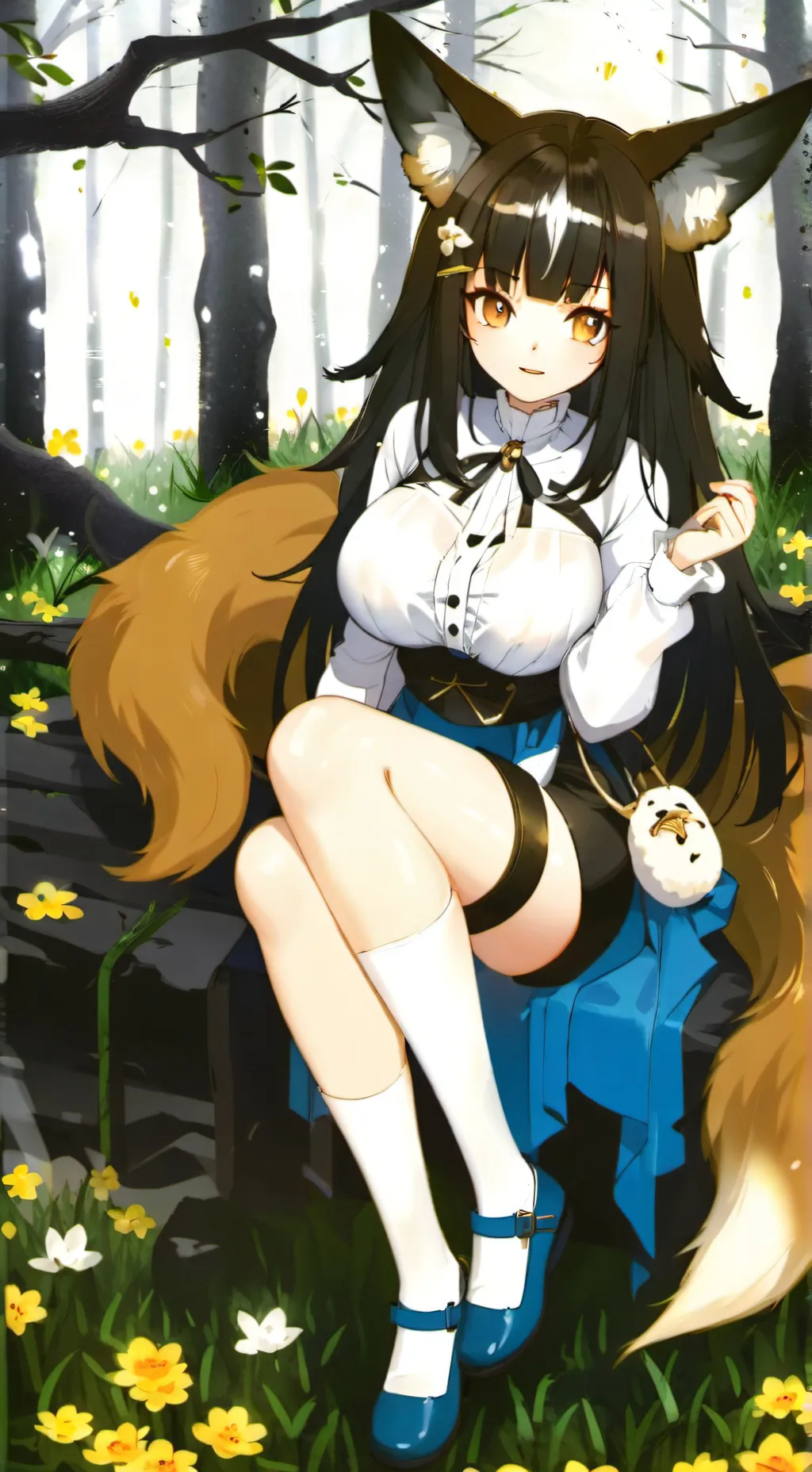 ai character: cute fox girl  background