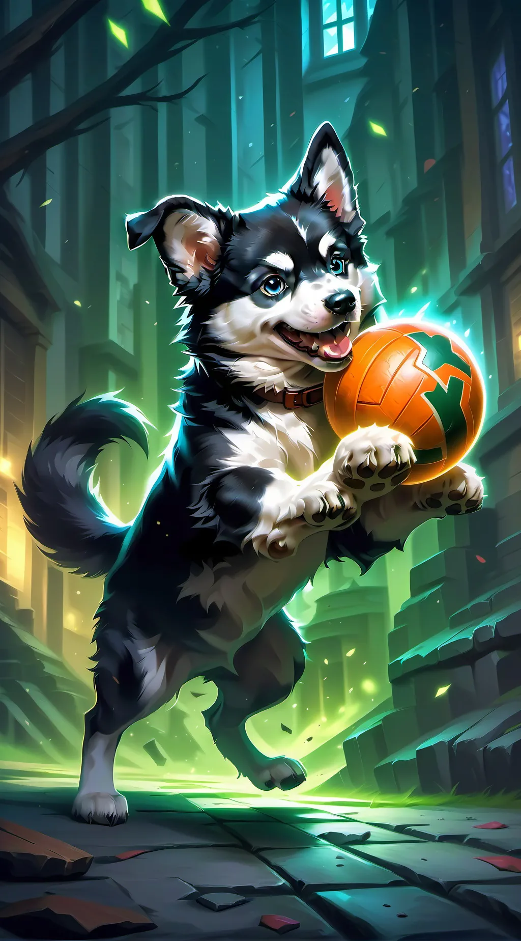 ai character: playful dog! background