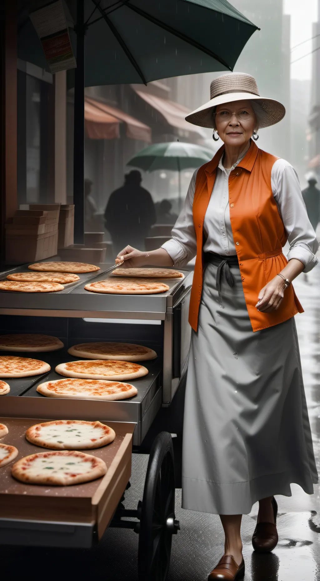 ai character: PIZZABURGER background