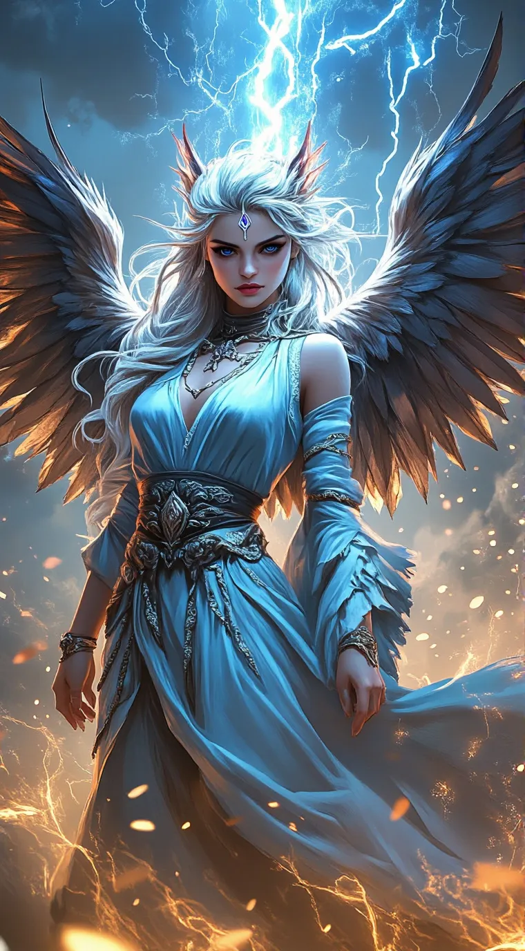 ai character: goddess of storms background