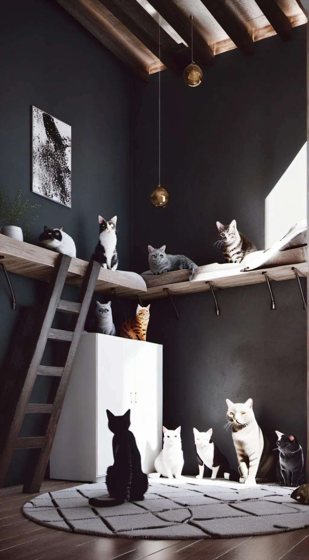 ai character: room with cat background