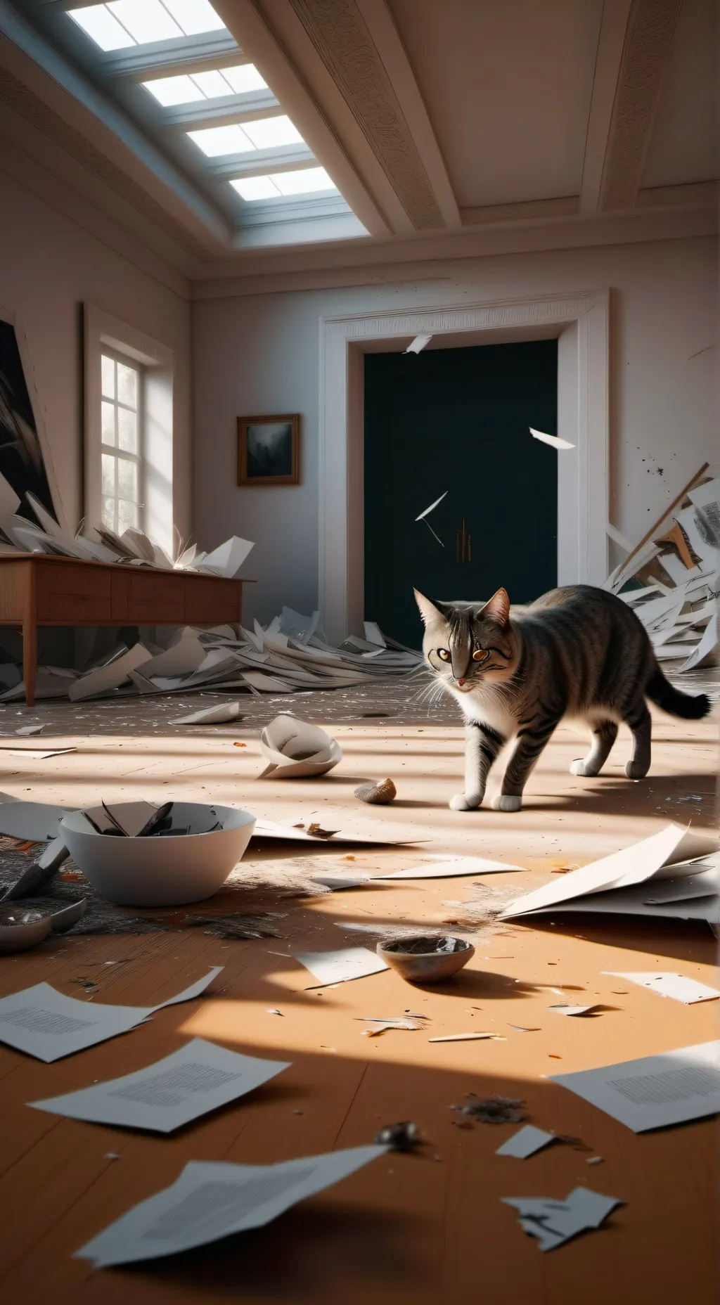 ai character: Mama cat attack background