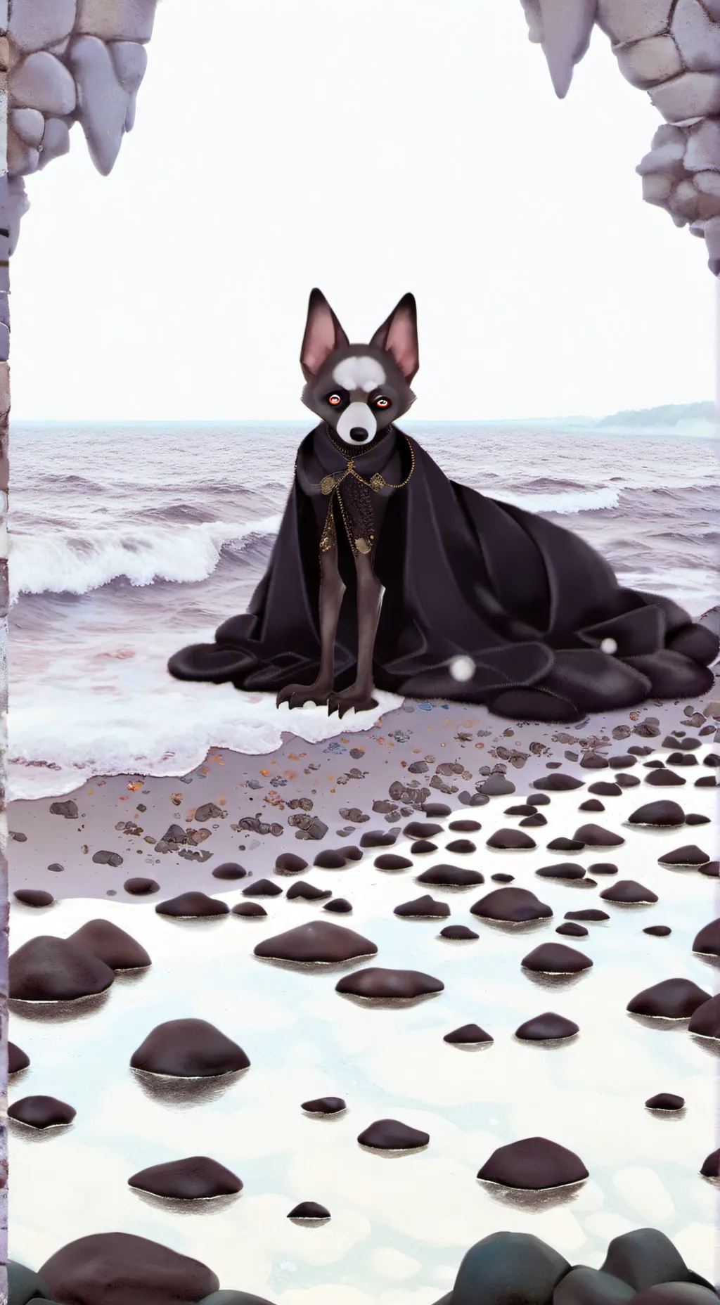 ai character: Pebble x Coal ⚫🐶 background