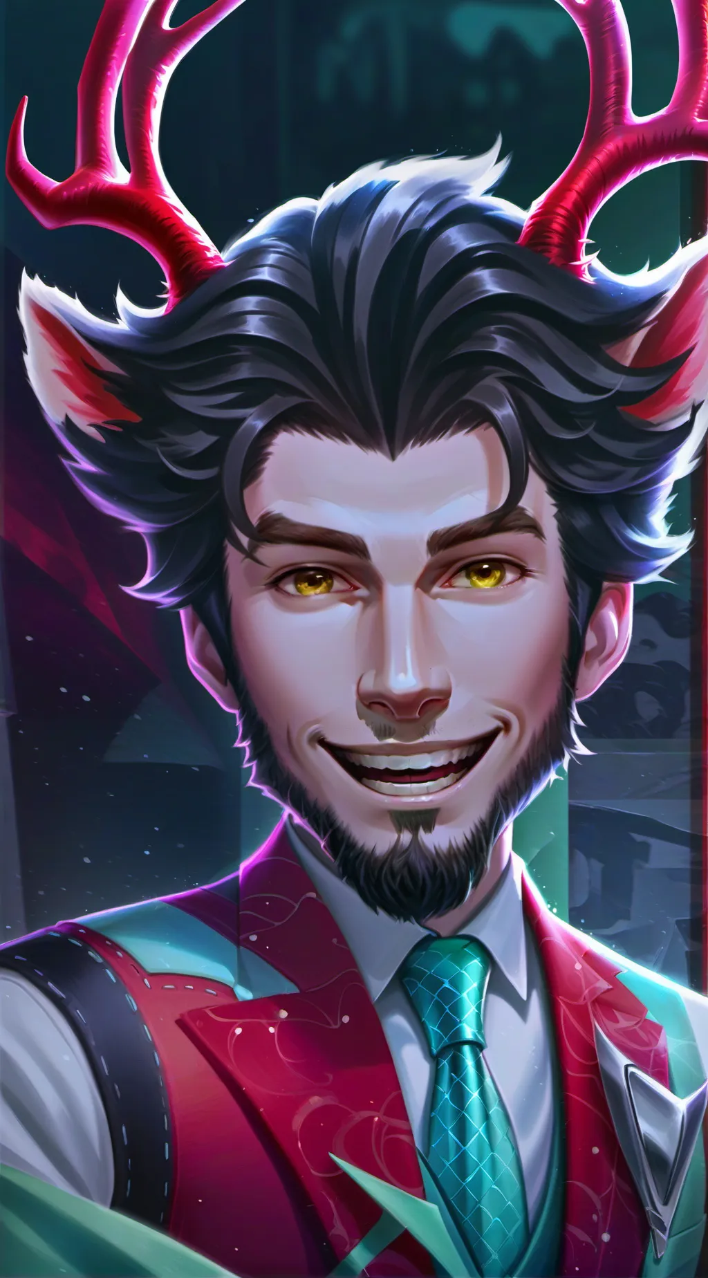 ai character: 🦌😈Alastor👿🦌 background