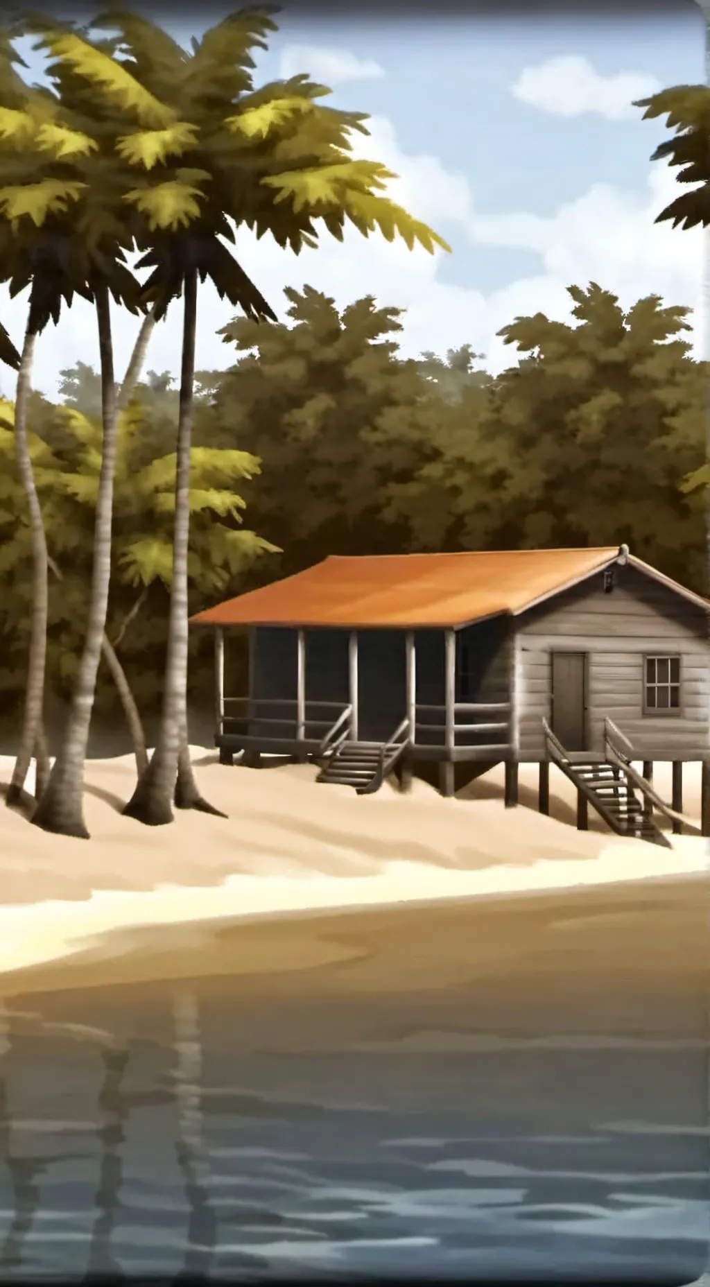 ai character: beach story background