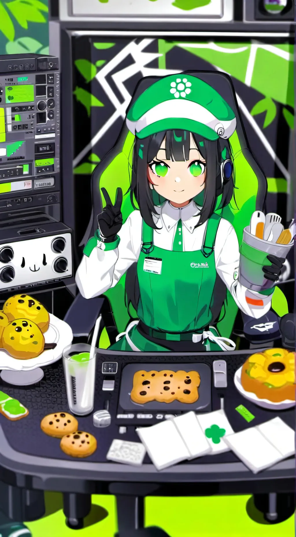 ai character: Vee Ama a Cookie background