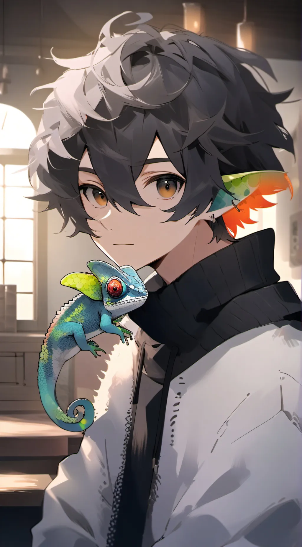 ai character: Chameleon Furry background