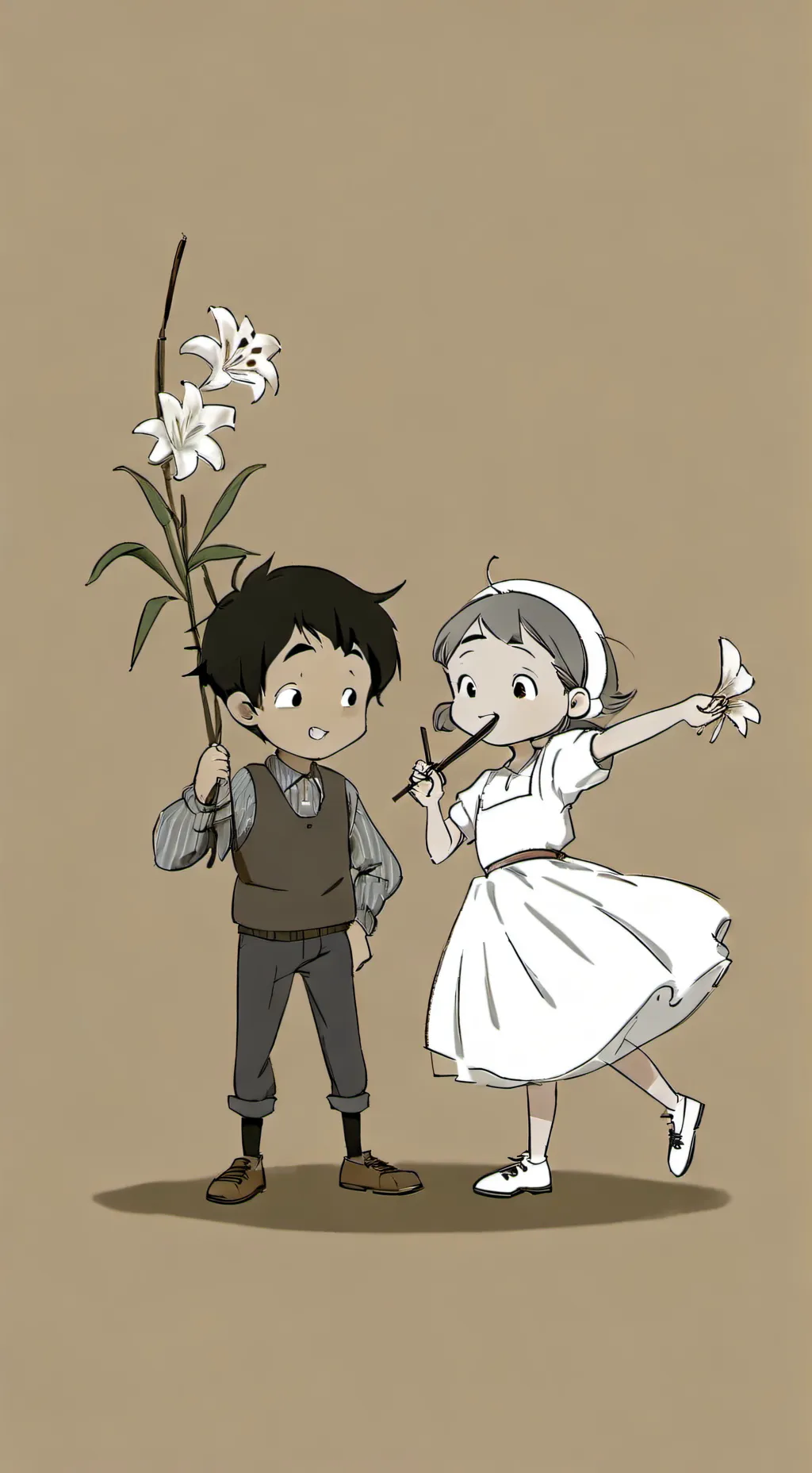 ai character: chopstick and lily background