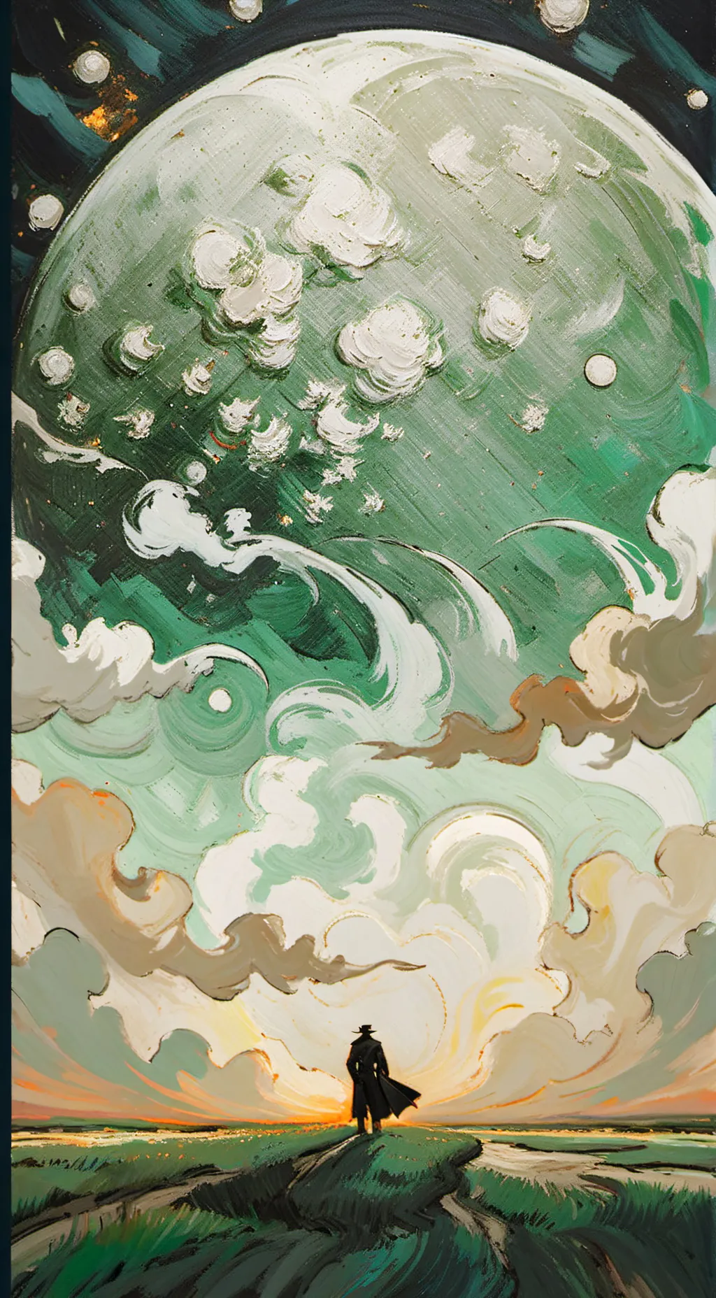 ai character: sad upper moon background