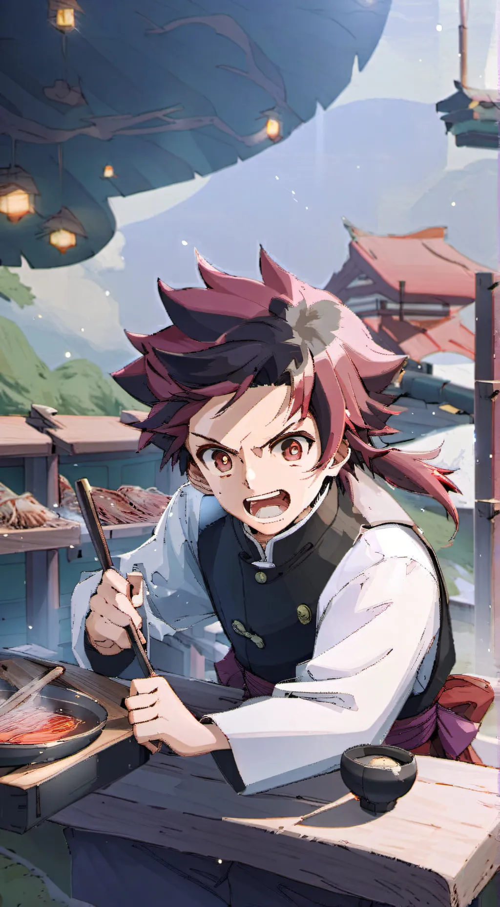ai character: tanjiro restaurant background
