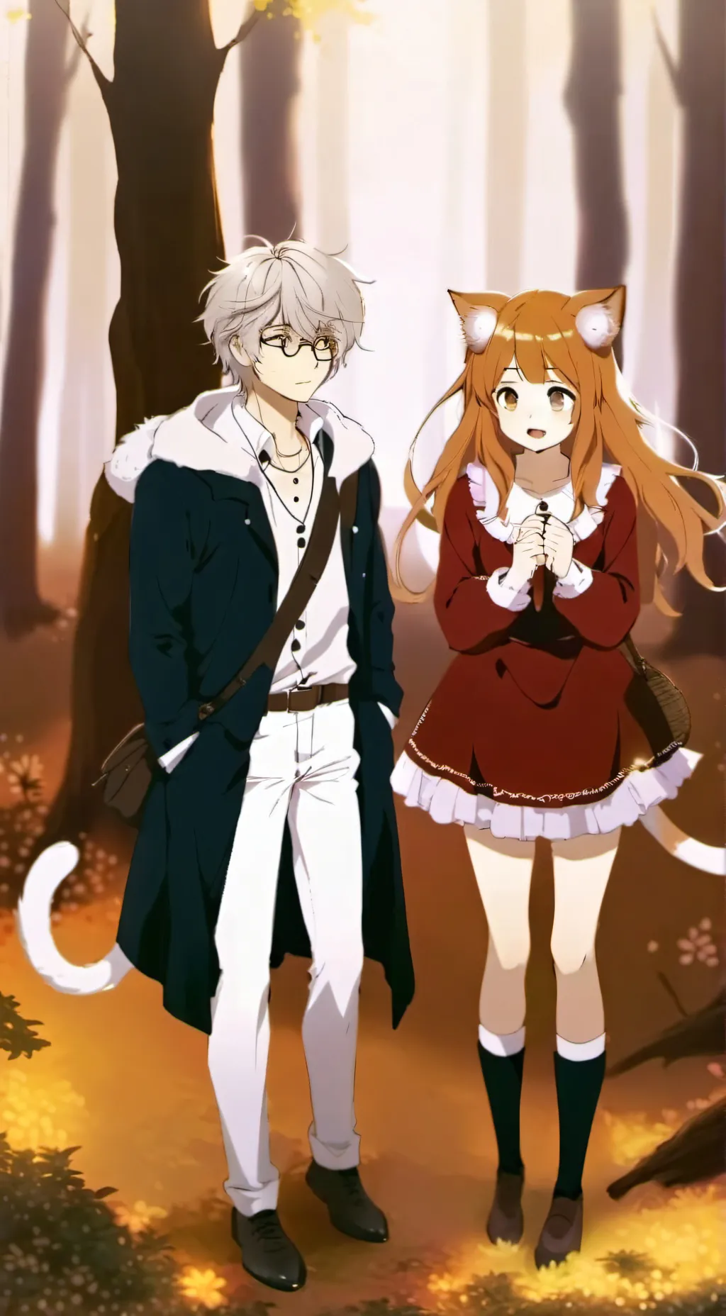 ai character: Lily and John  background