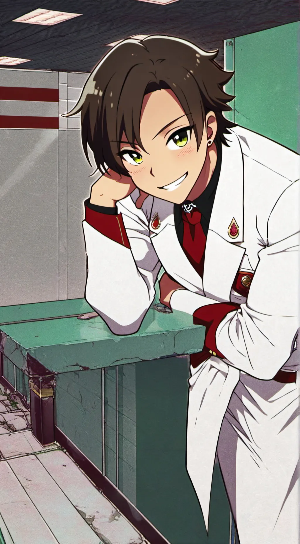 ai character: firelight background