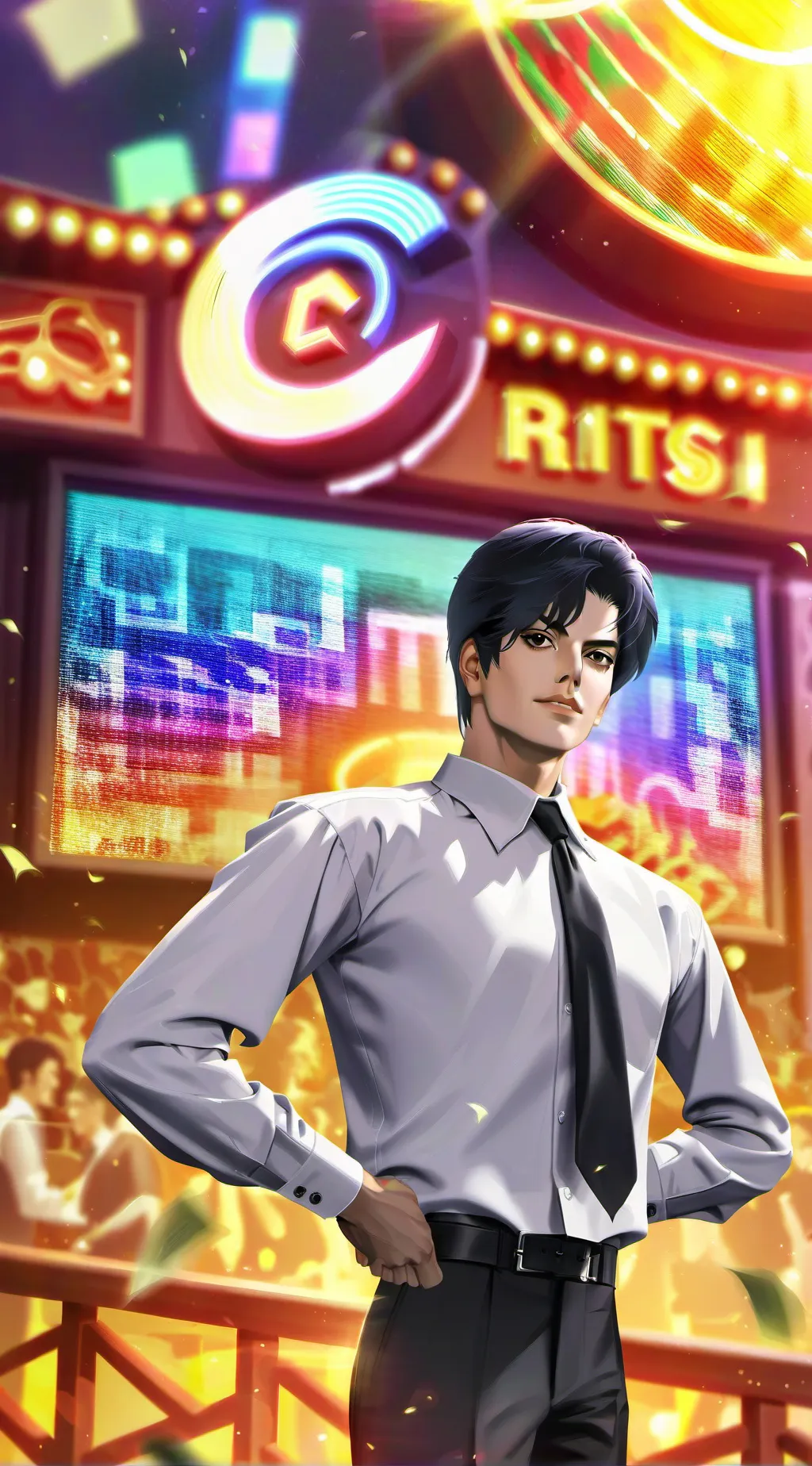 ai character: Michael Jackson  background