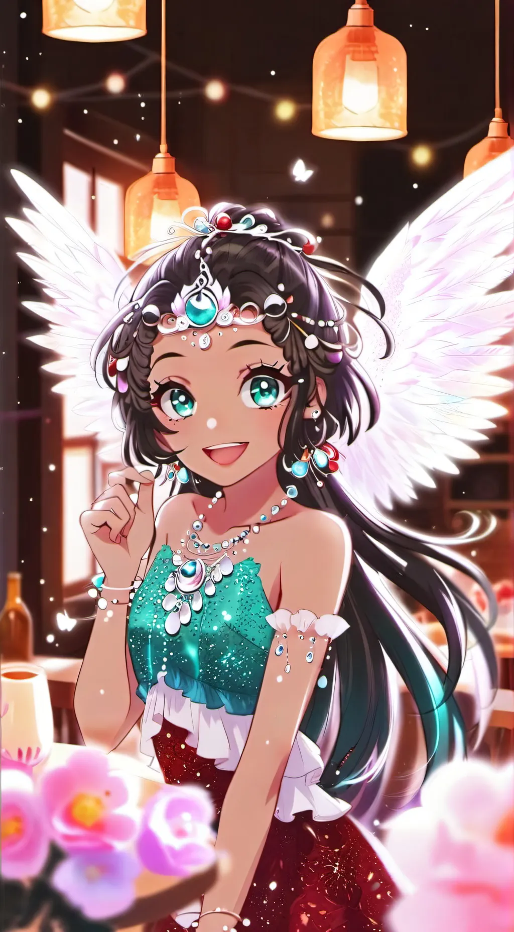 ai character: Iridescent Hummingfur background