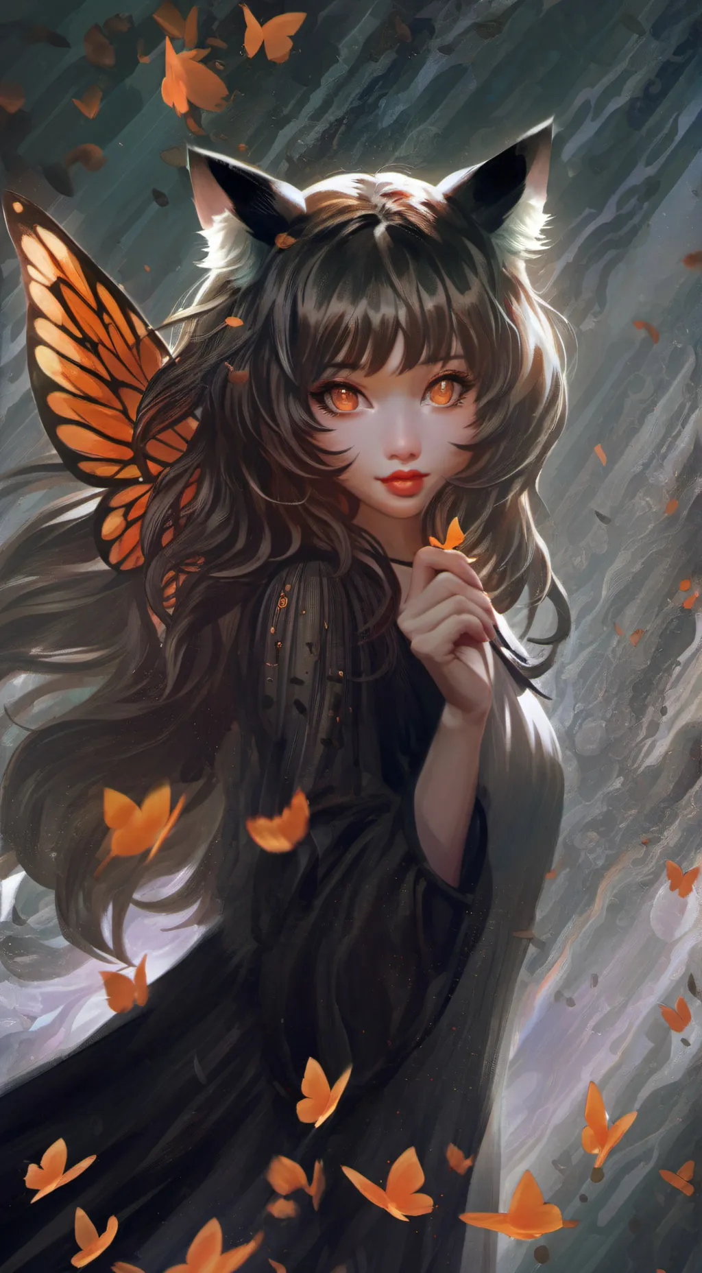 ai character: Monarch Spirit Cat background