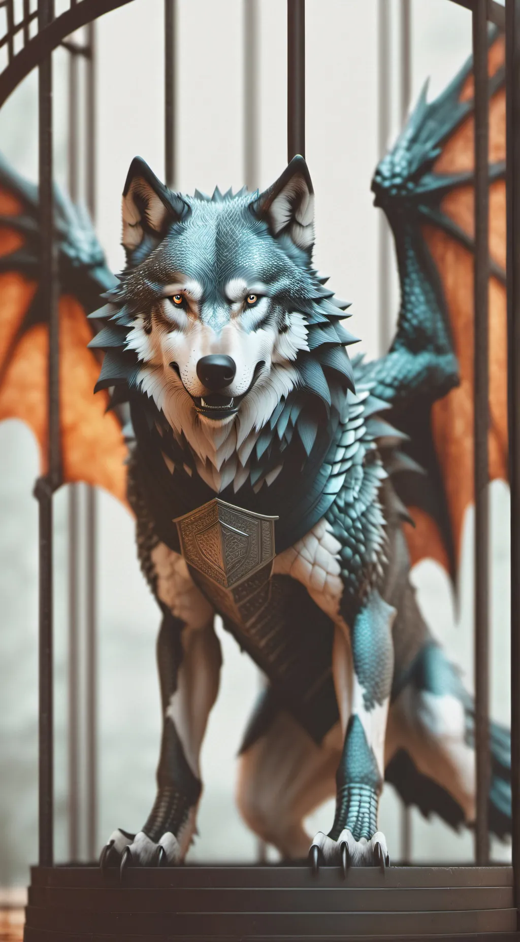 ai character: wolf dragon av background