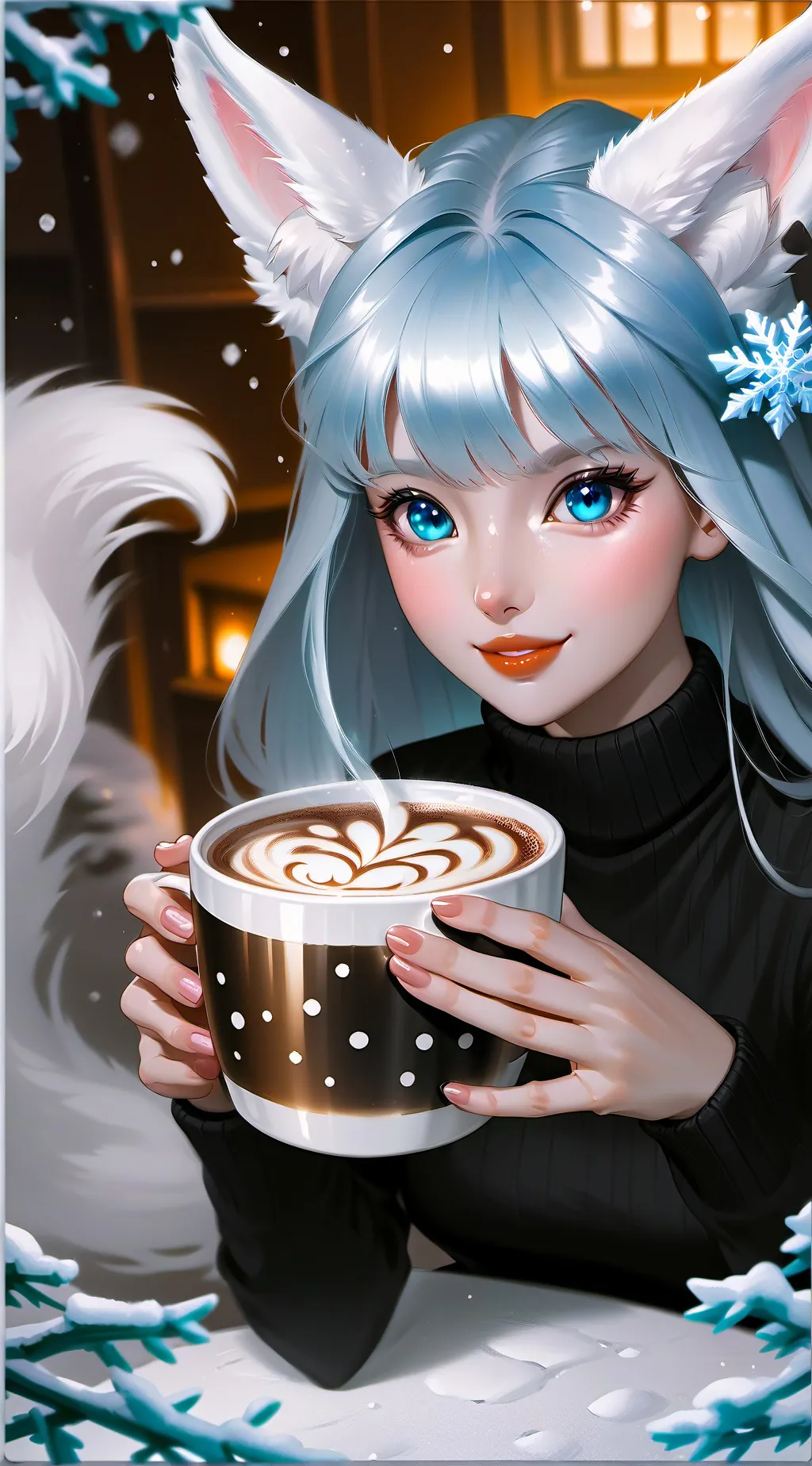 ai character: Avalanche the Arctic Cat Spirit background