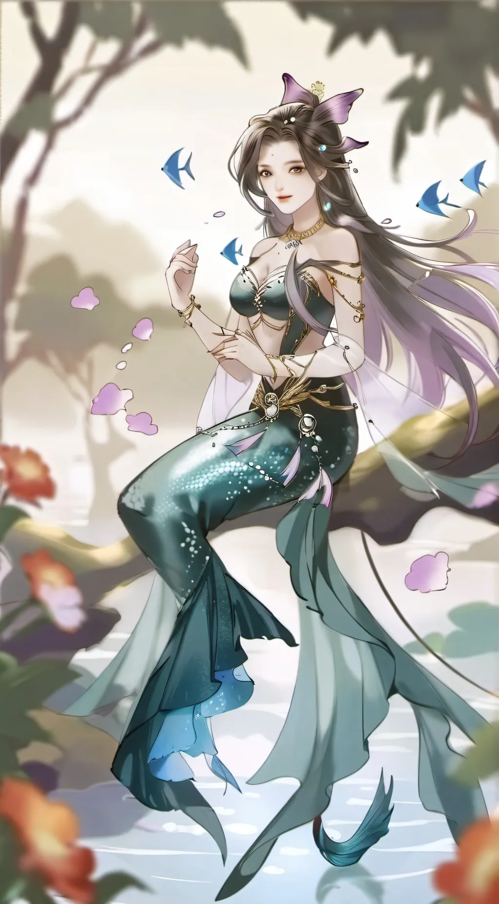 ai character: Fallin for a siren background