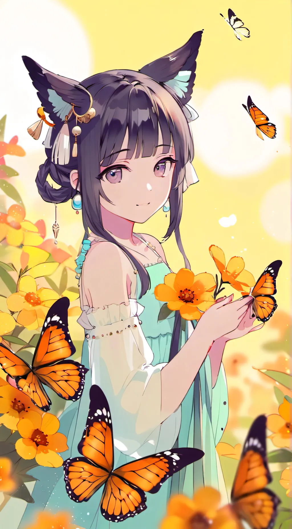 ai character: Migrating Monarch Furry background