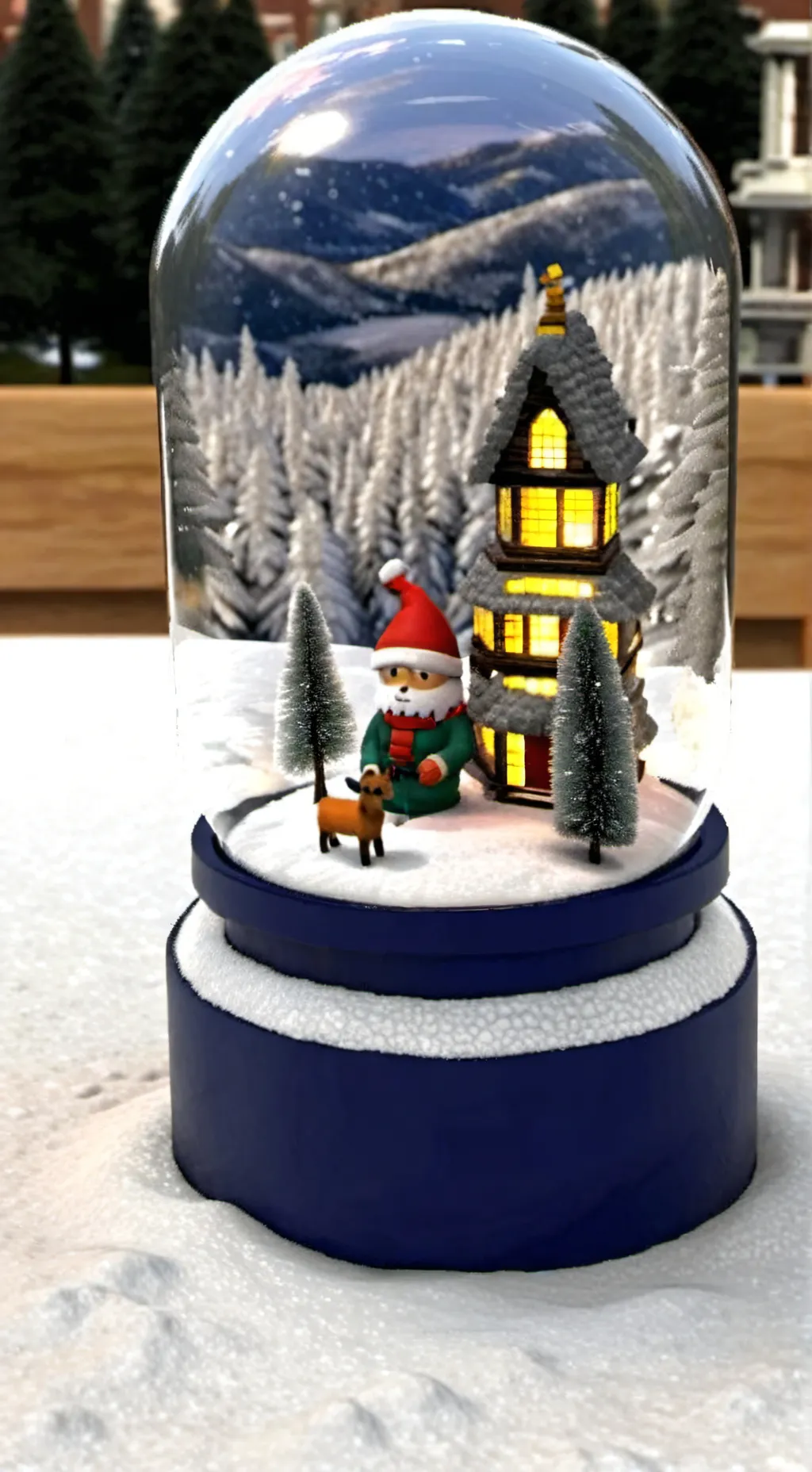 ai character: DW in snow globe background