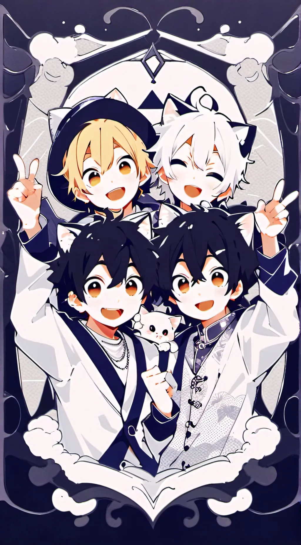 ai character: Chicos gatos background