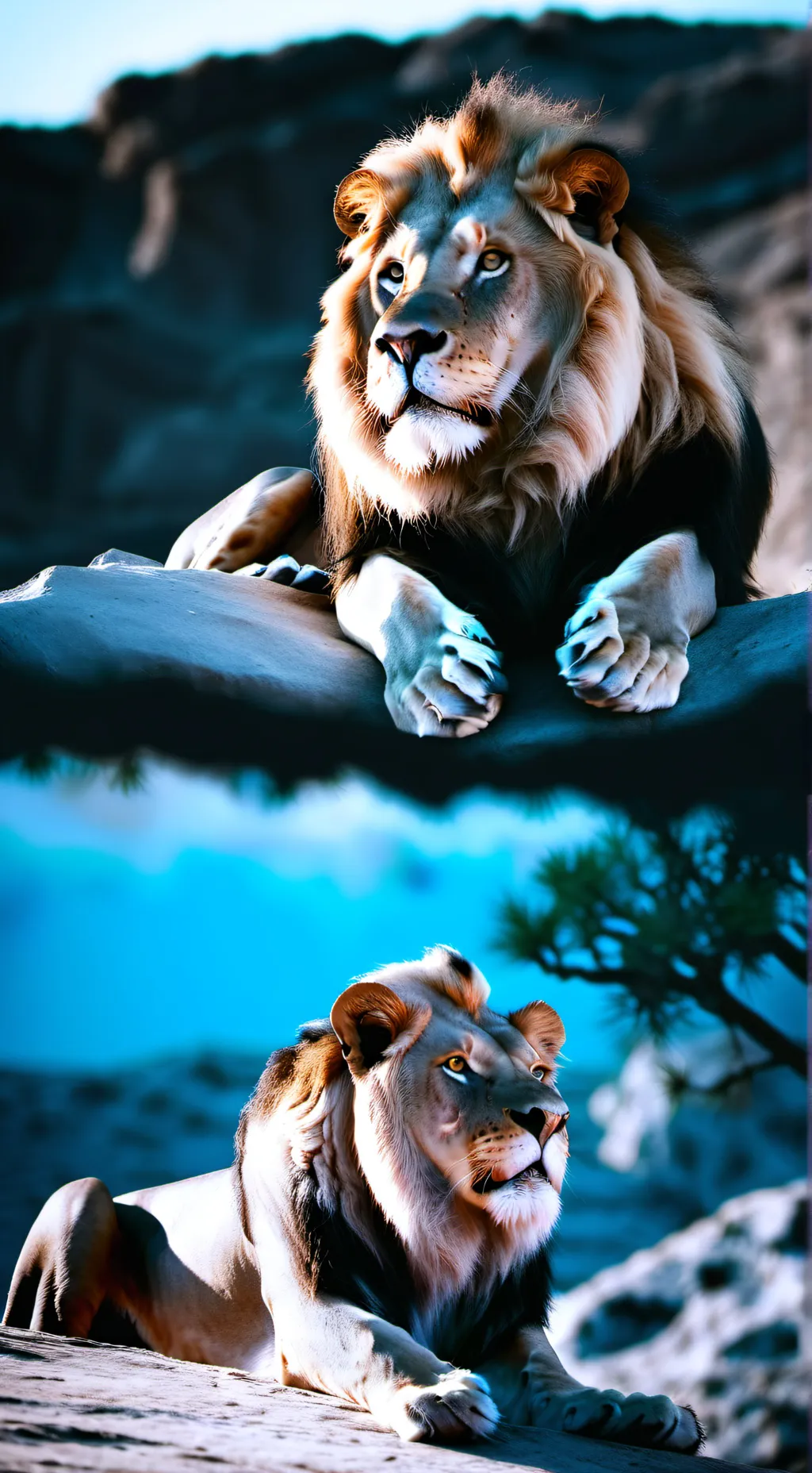 ai character: 2 lions background