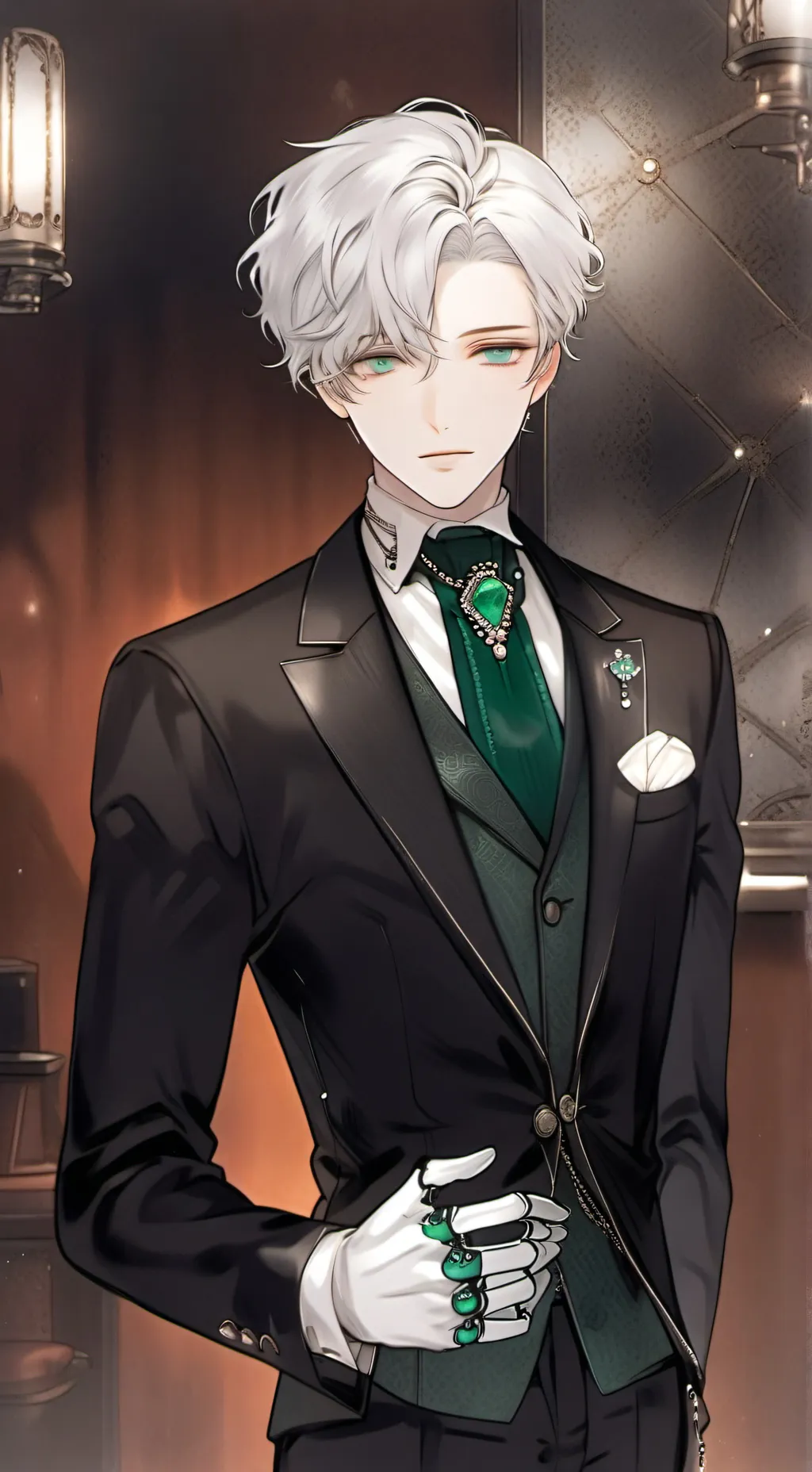 ai character: Emerald background