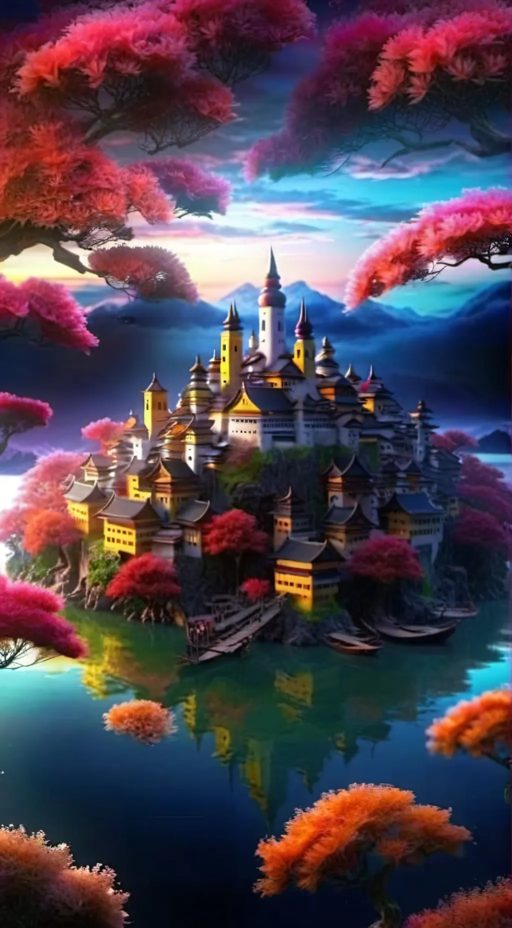 ai character: floating island  background