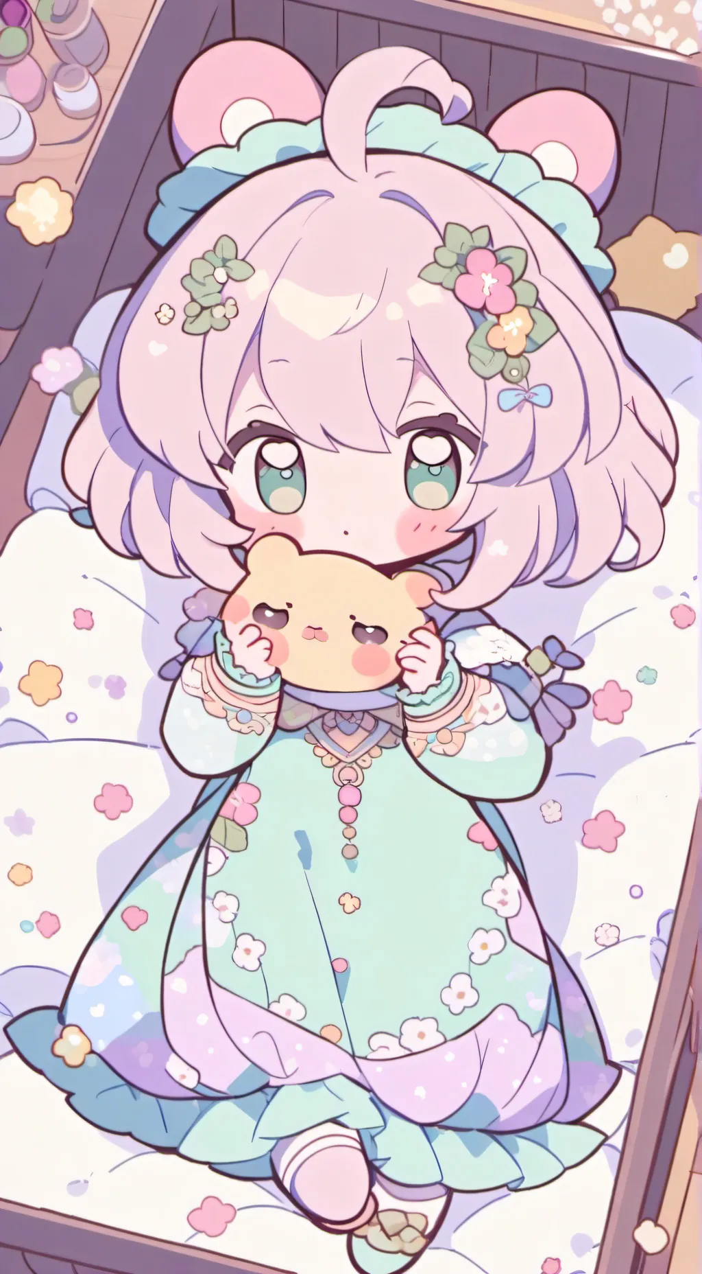 ai character: bebita pequeña background