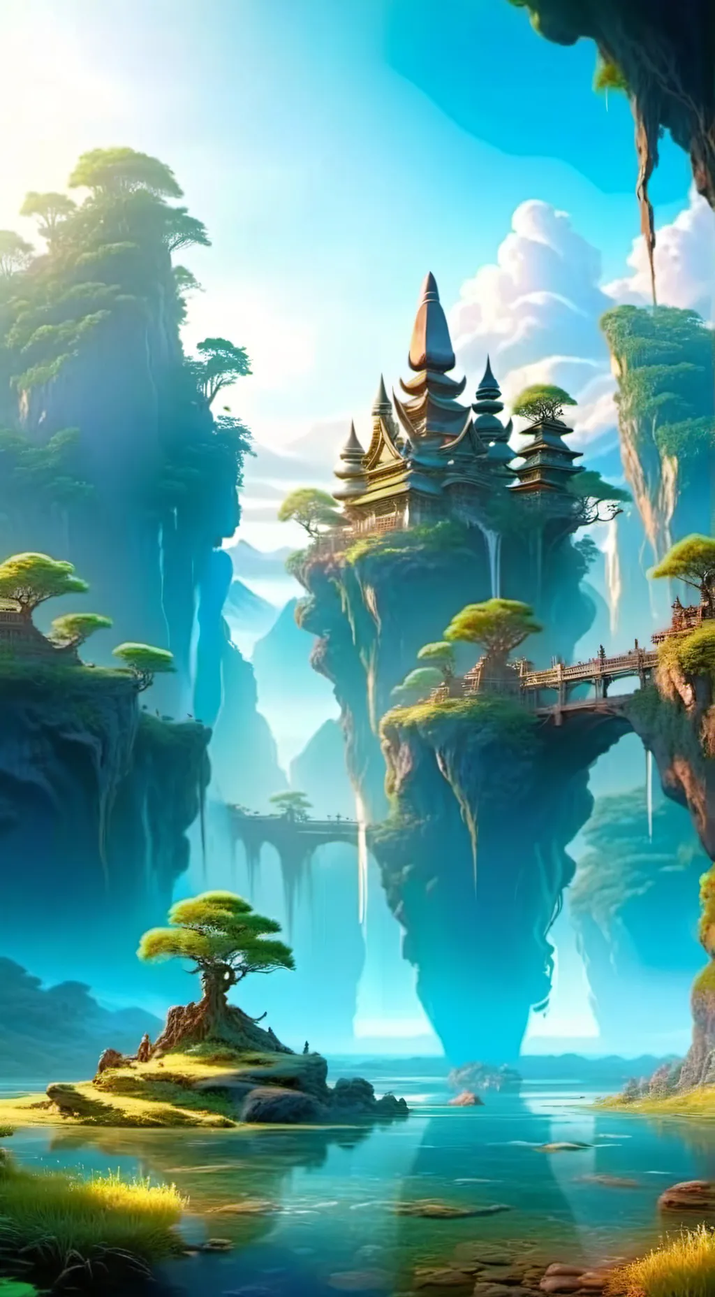 ai character: floating land background