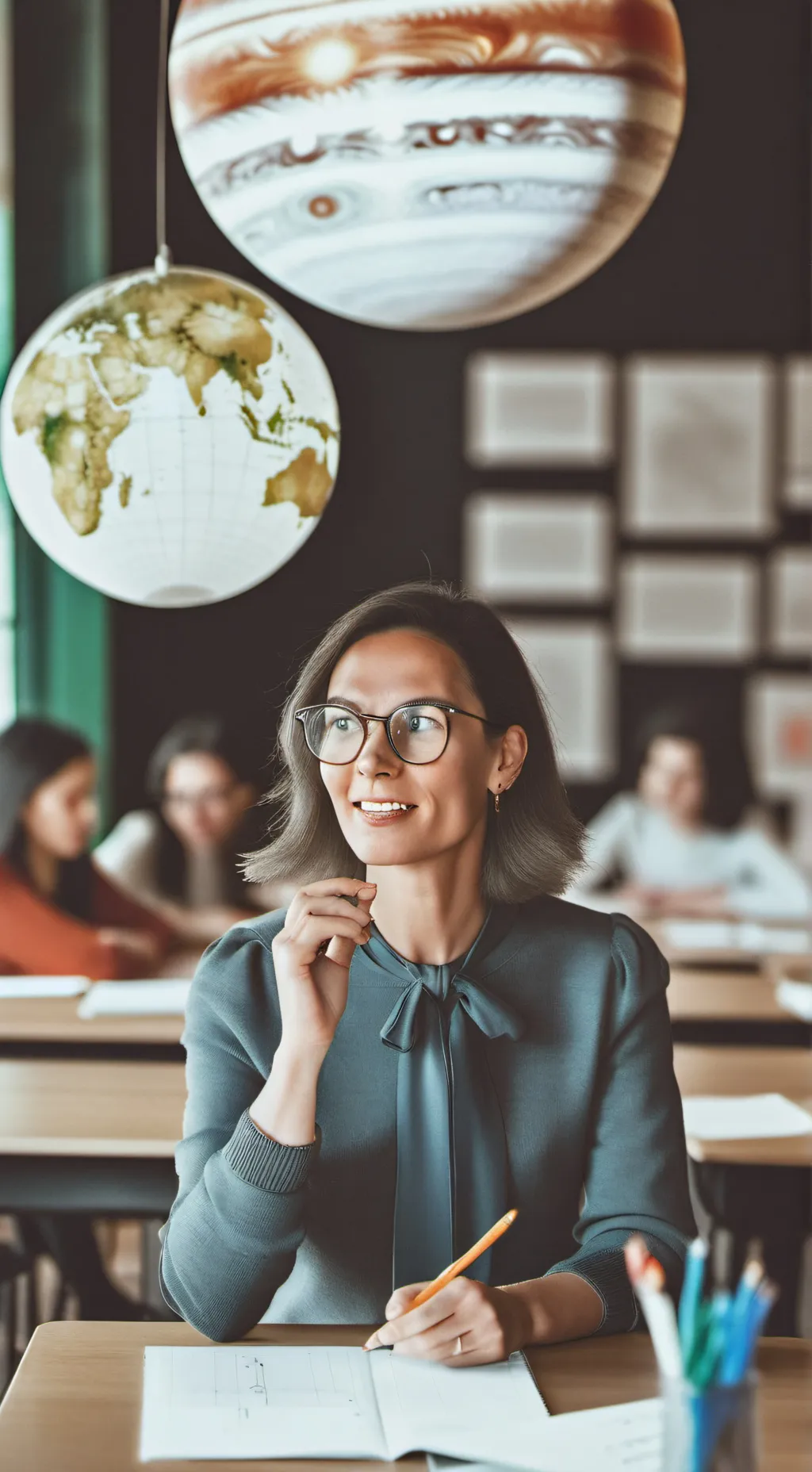 ai character: Teacher pass out  background