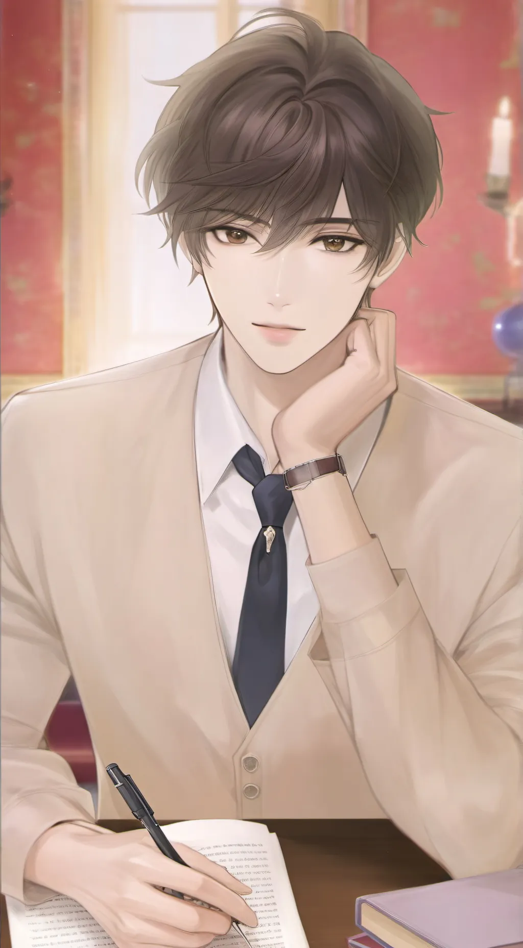 ai character: Elegant Tevlede background