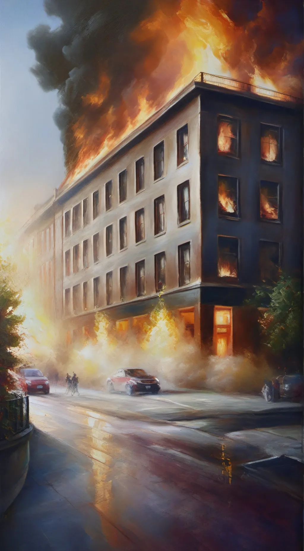 ai character: school on fire!!! background