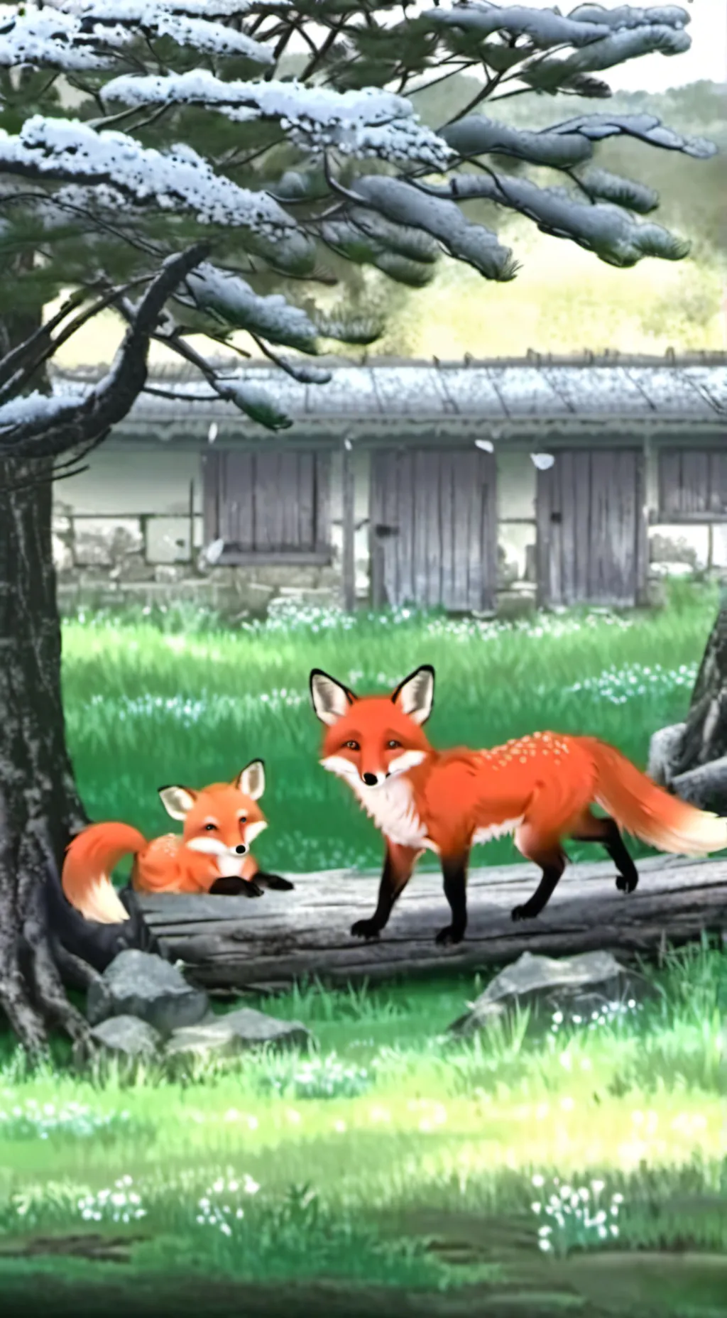 ai character: Fox yard background