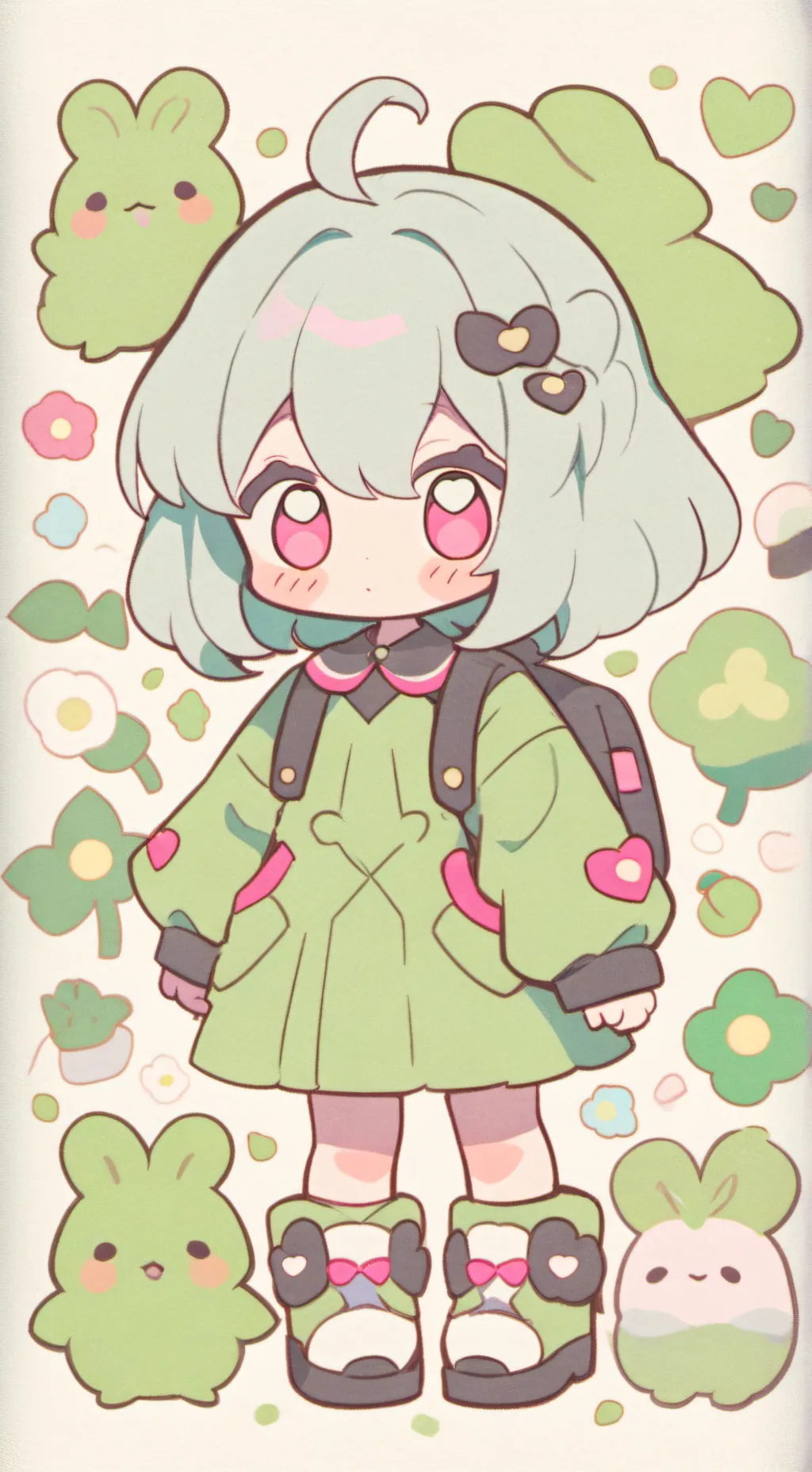 ai character: 🍵green🍵 •°tea°• background