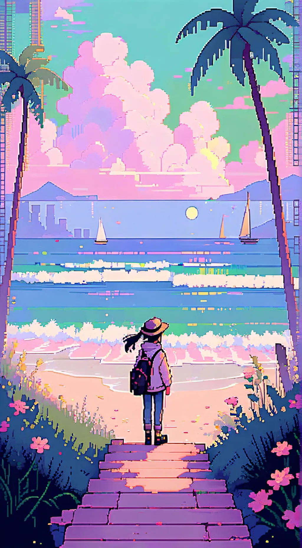 ai character: ch beach background