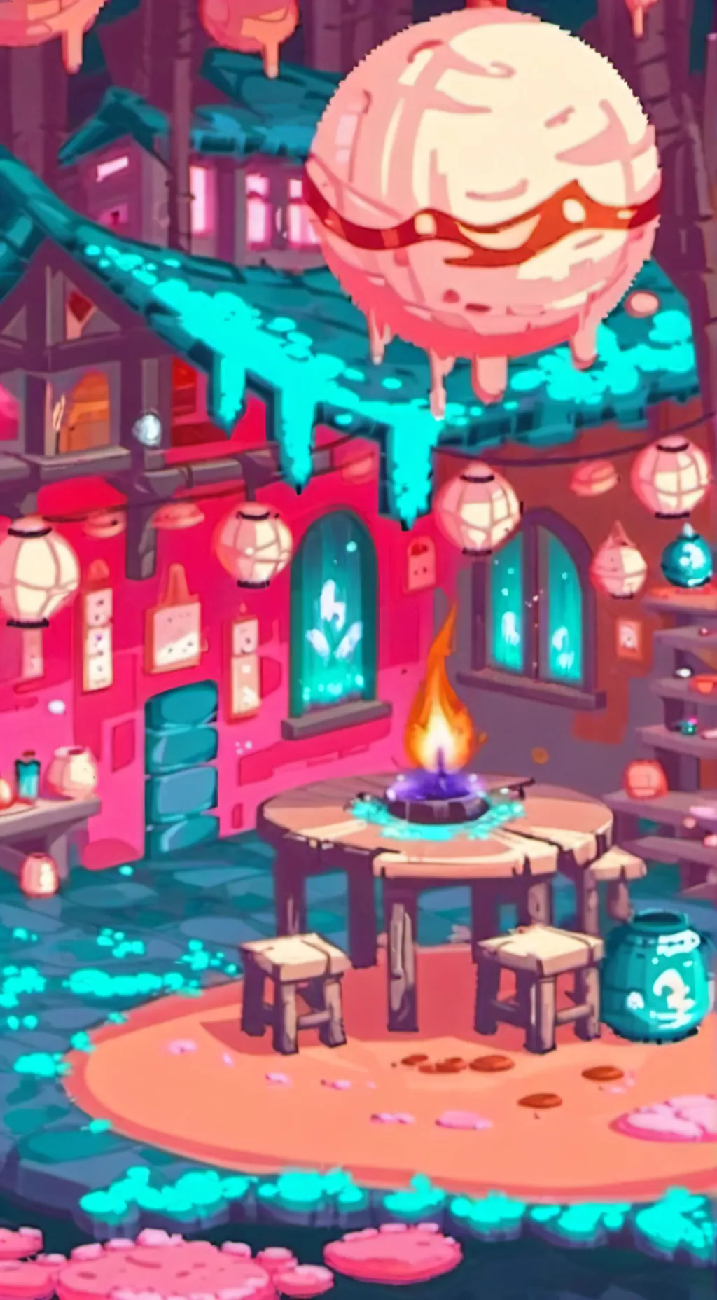 ai character: Cosmo and Sprout🍓🧁 background