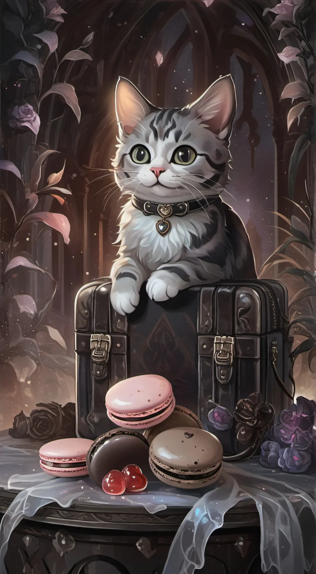 ai character: macaroncat background
