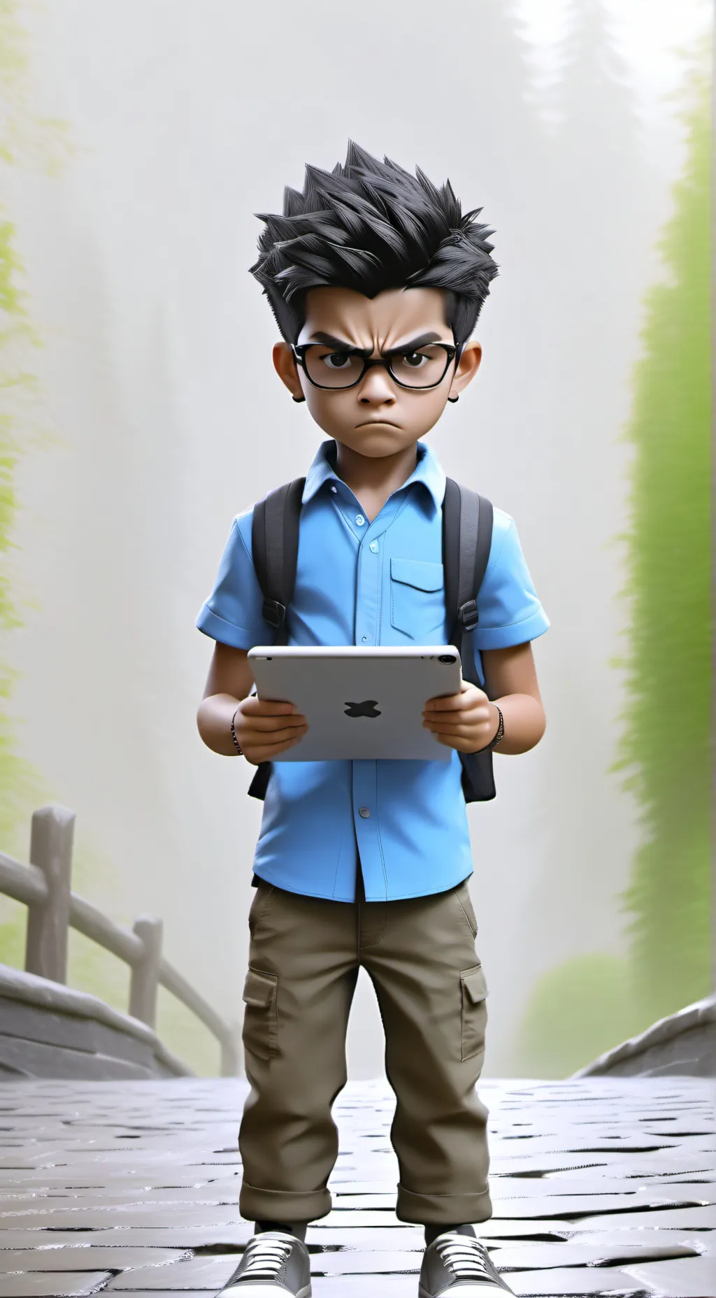 ai character: iPad kid background